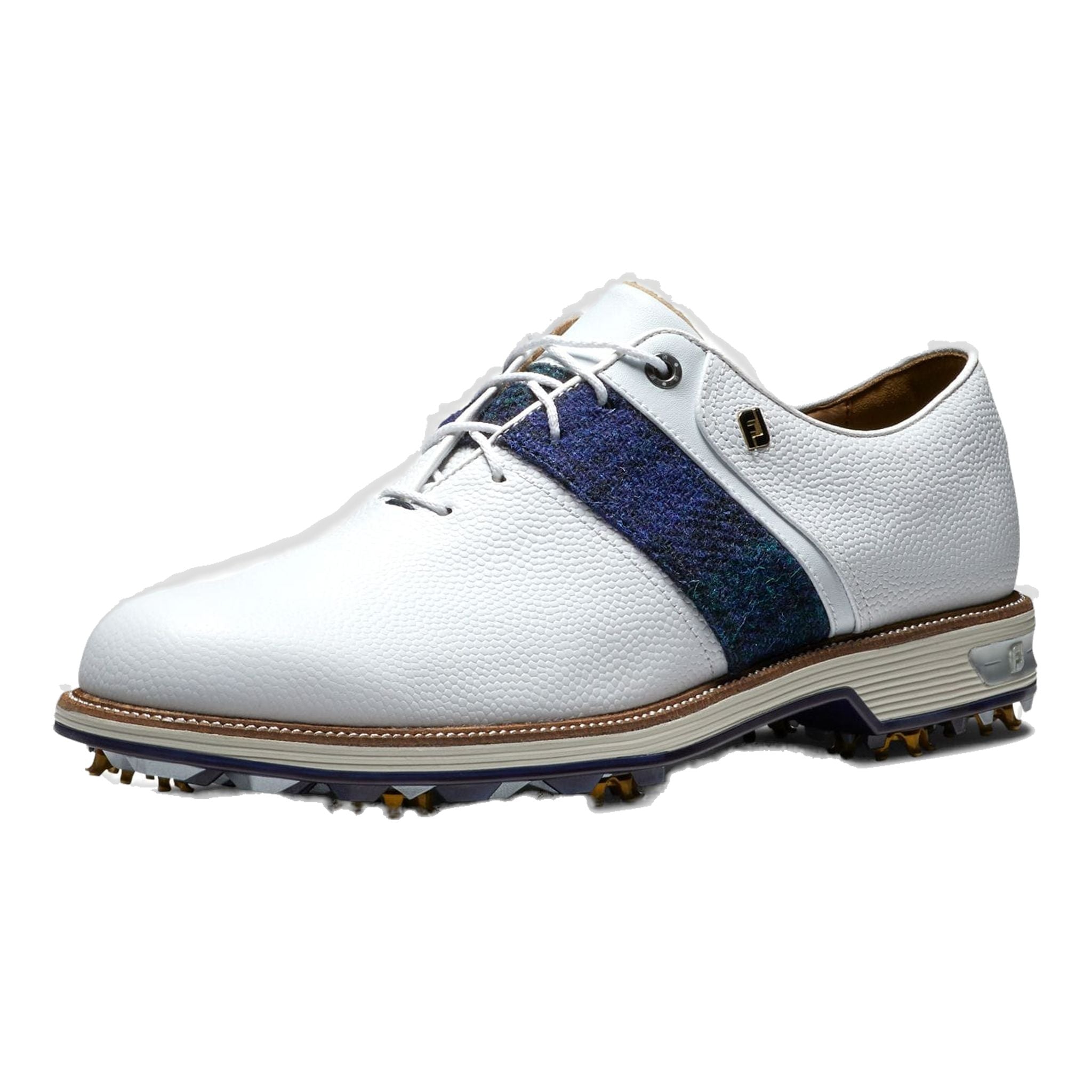 Chaussures Footjoy M DJ Premiere en tweed Harris blanc/bleu/vert pour hommes