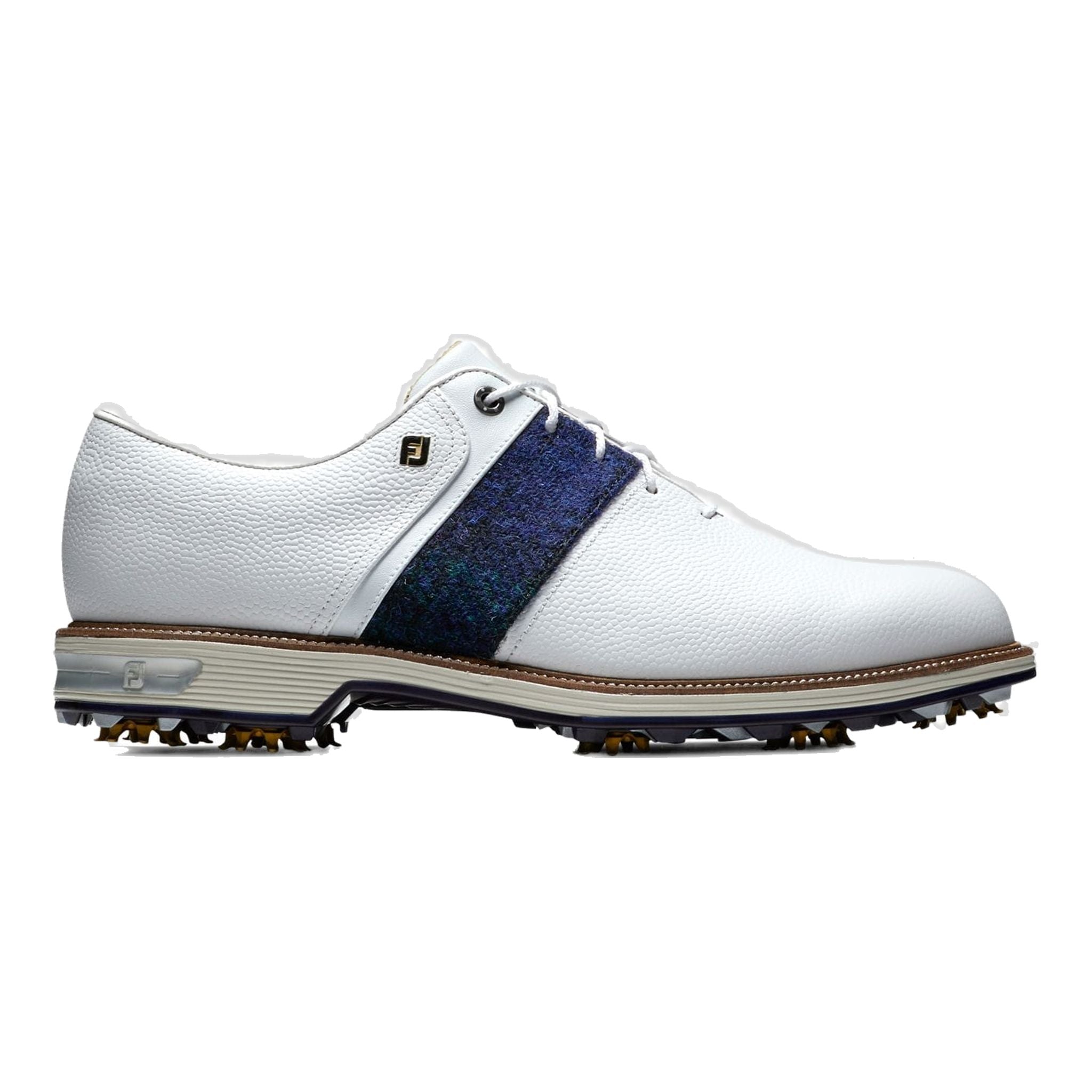 Chaussures Footjoy M DJ Premiere en tweed Harris blanc/bleu/vert pour hommes