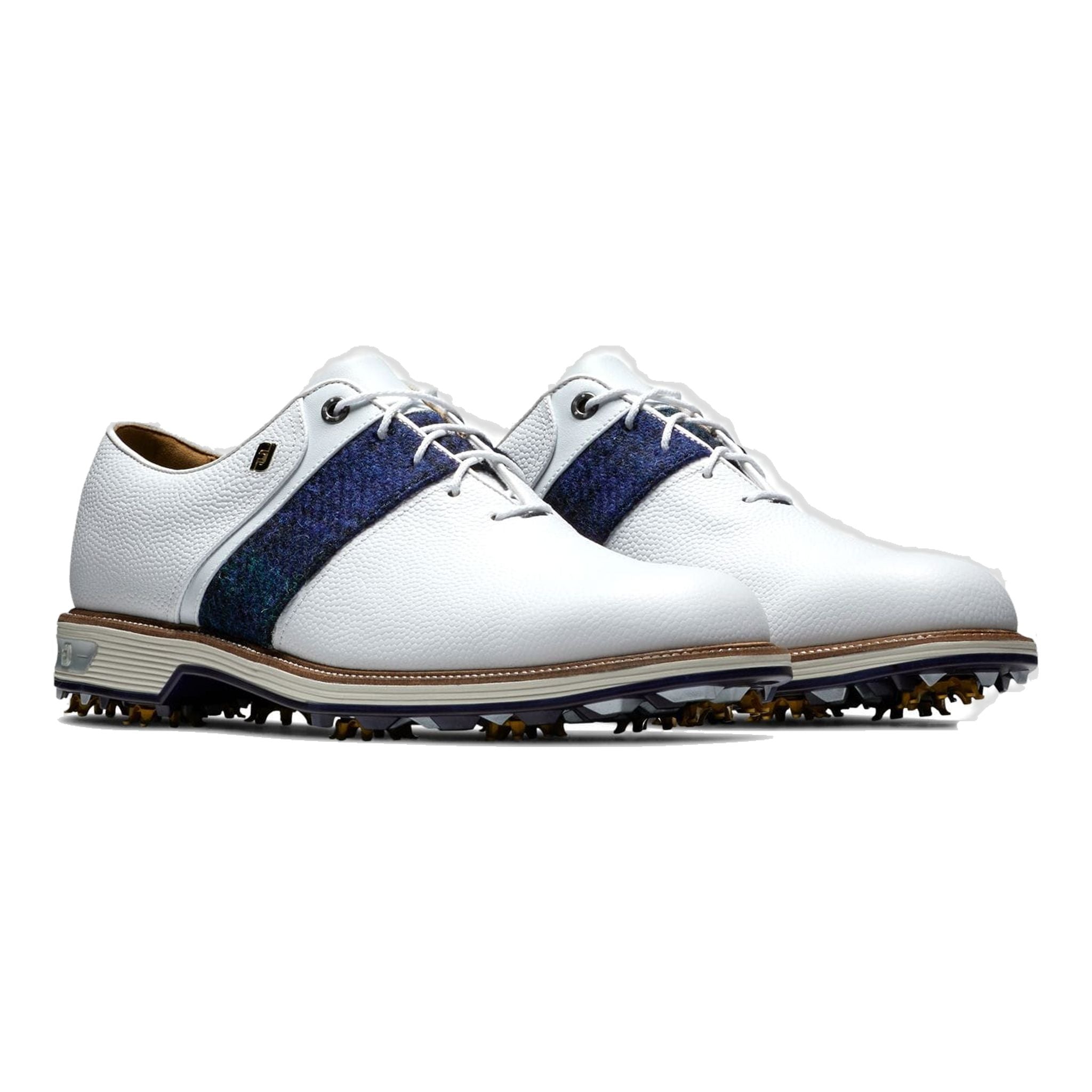 Chaussures Footjoy M DJ Premiere en tweed Harris blanc/bleu/vert pour hommes