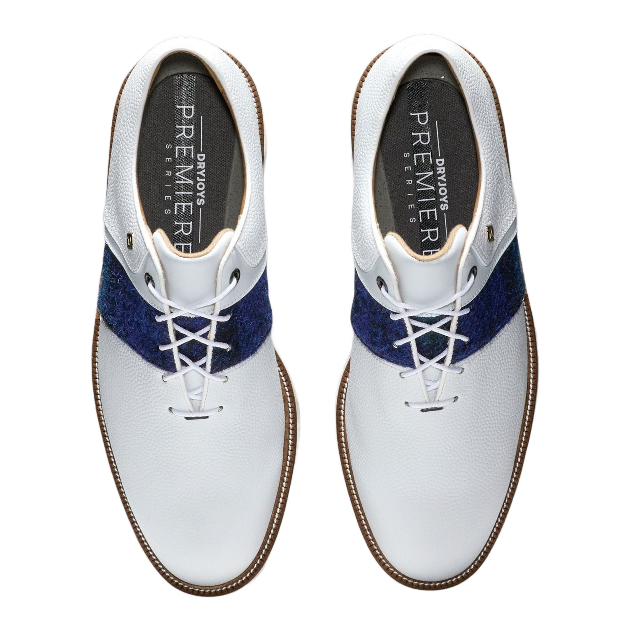 Chaussures Footjoy M DJ Premiere en tweed Harris blanc/bleu/vert pour hommes