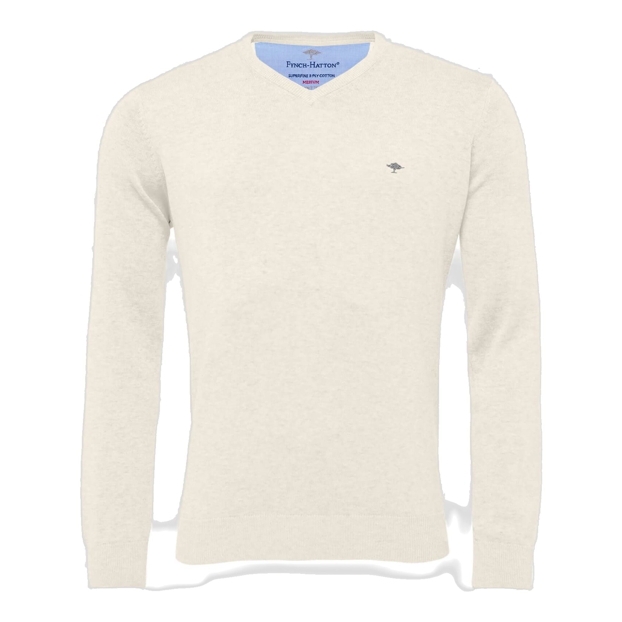 Fynch Hatton Pull de golf super fin à col en V pour hommes Offwhite