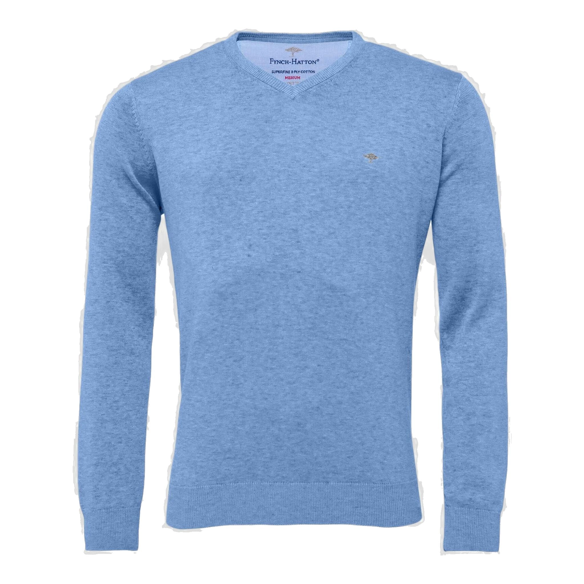 Fynch Hatton V-Neck Superfine Golf Pullover Herren Light Sky Herren