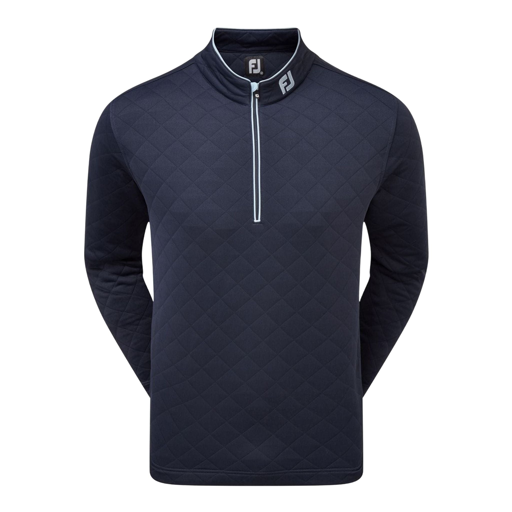 Pull Footjoy à losanges jacquard, demi-zip, bleu homme