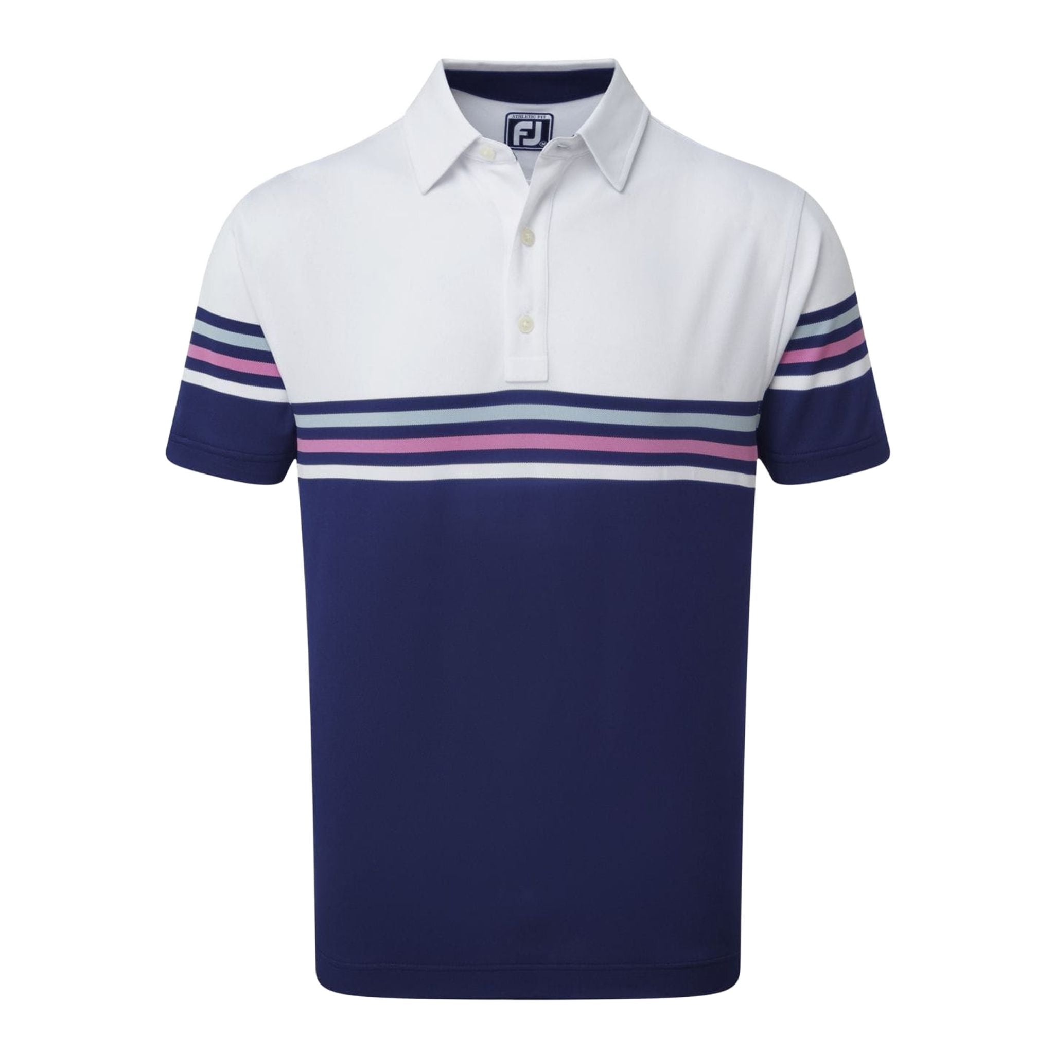 Polo Footjoy M Stretch Pique Color Block SS Blanc/Marine Homme