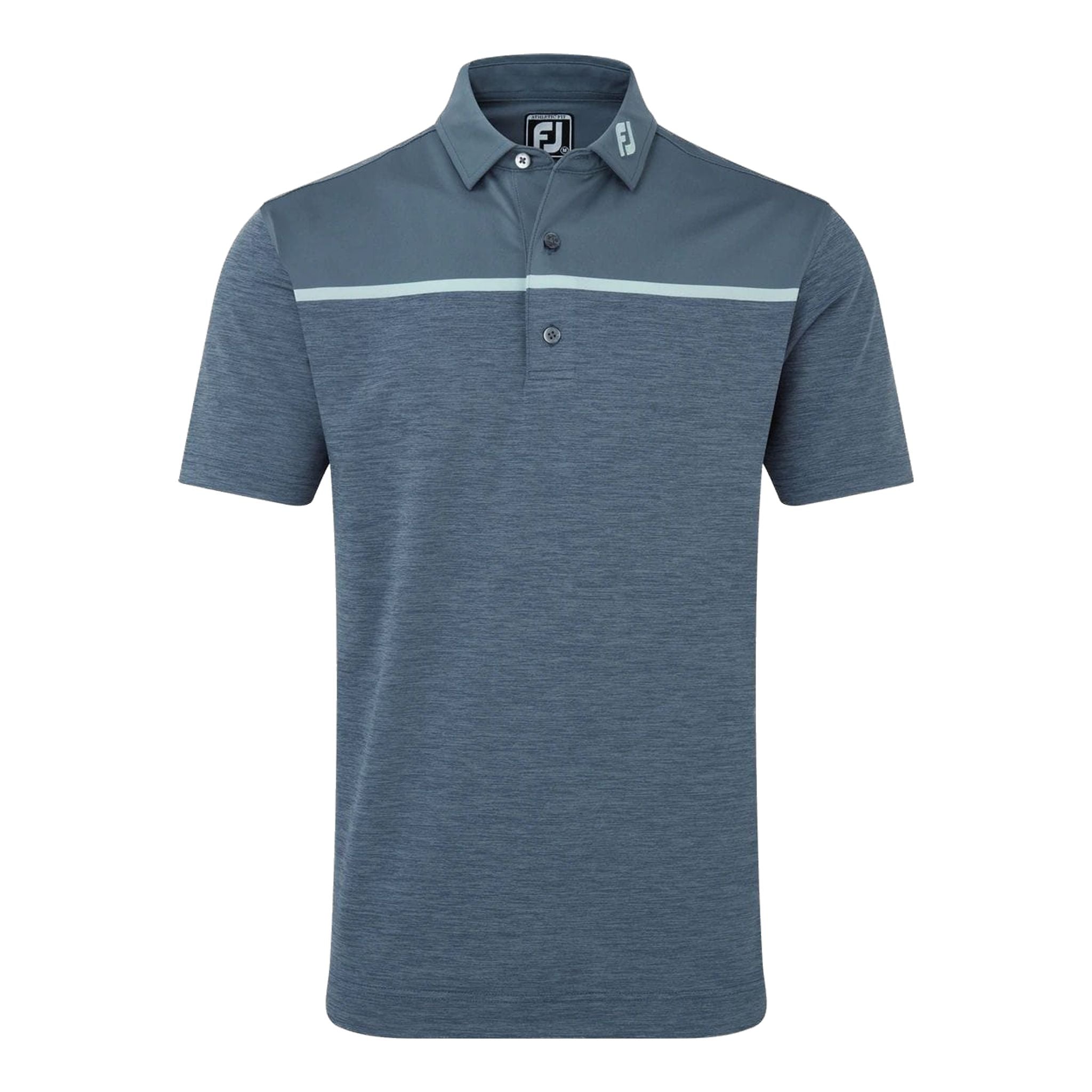 Polo de golf Footjoy Space Dye Block Lisle, Bluestone Homme