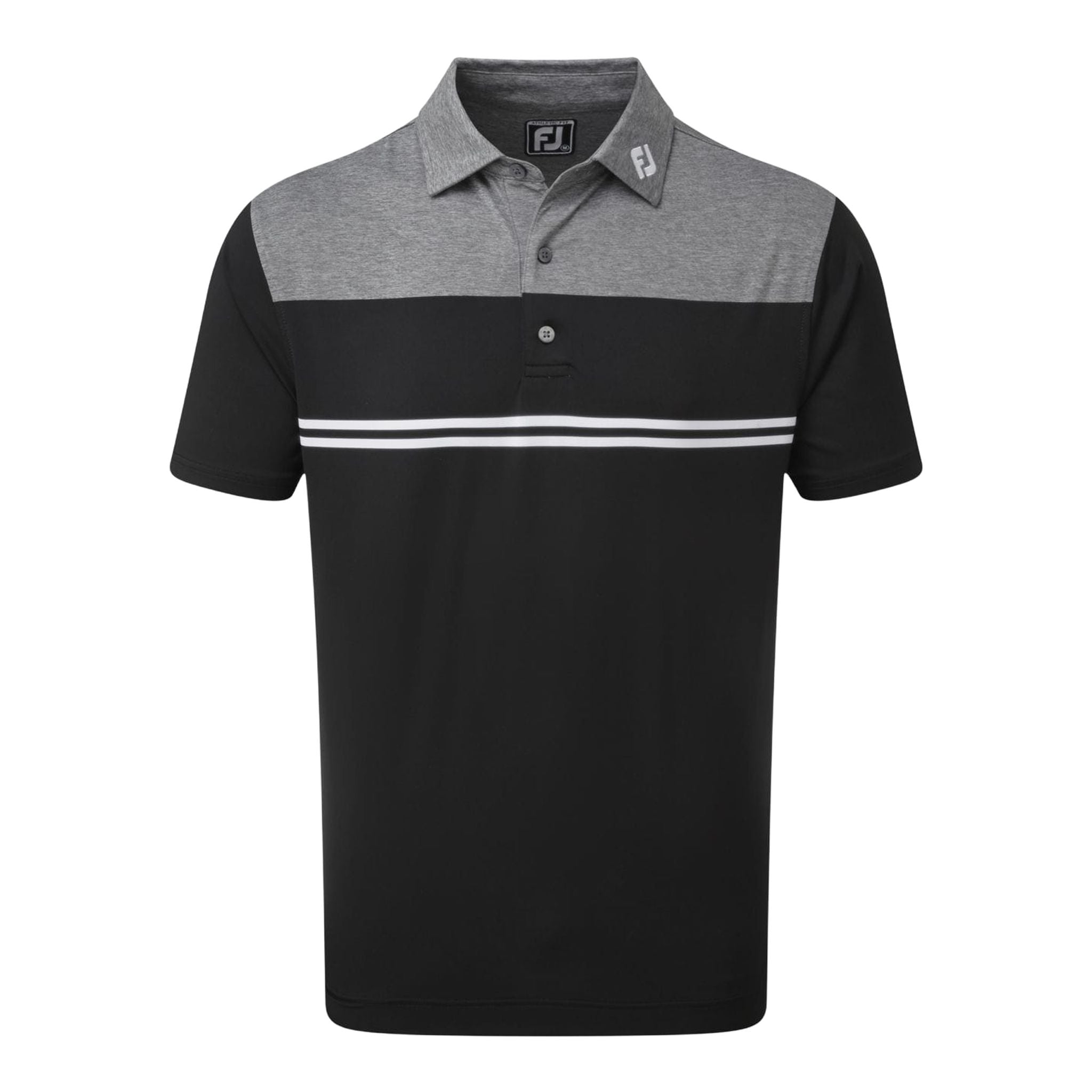Polo Footjoy M Lisle Heather Color Block SS Charcoal/Black Homme