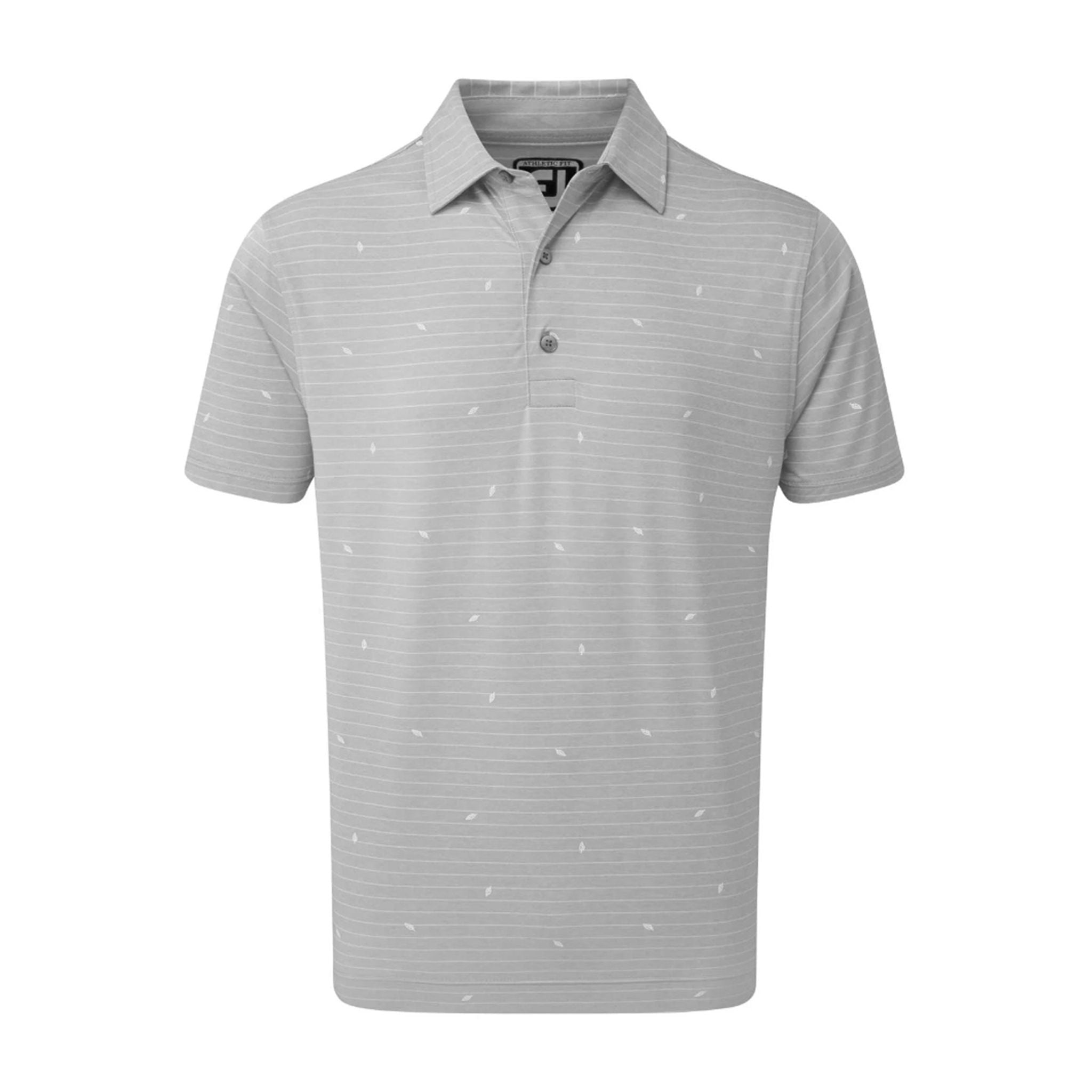 Polo Footjoy M Lisle Stripe Leaf SS Gris/Blanc Homme