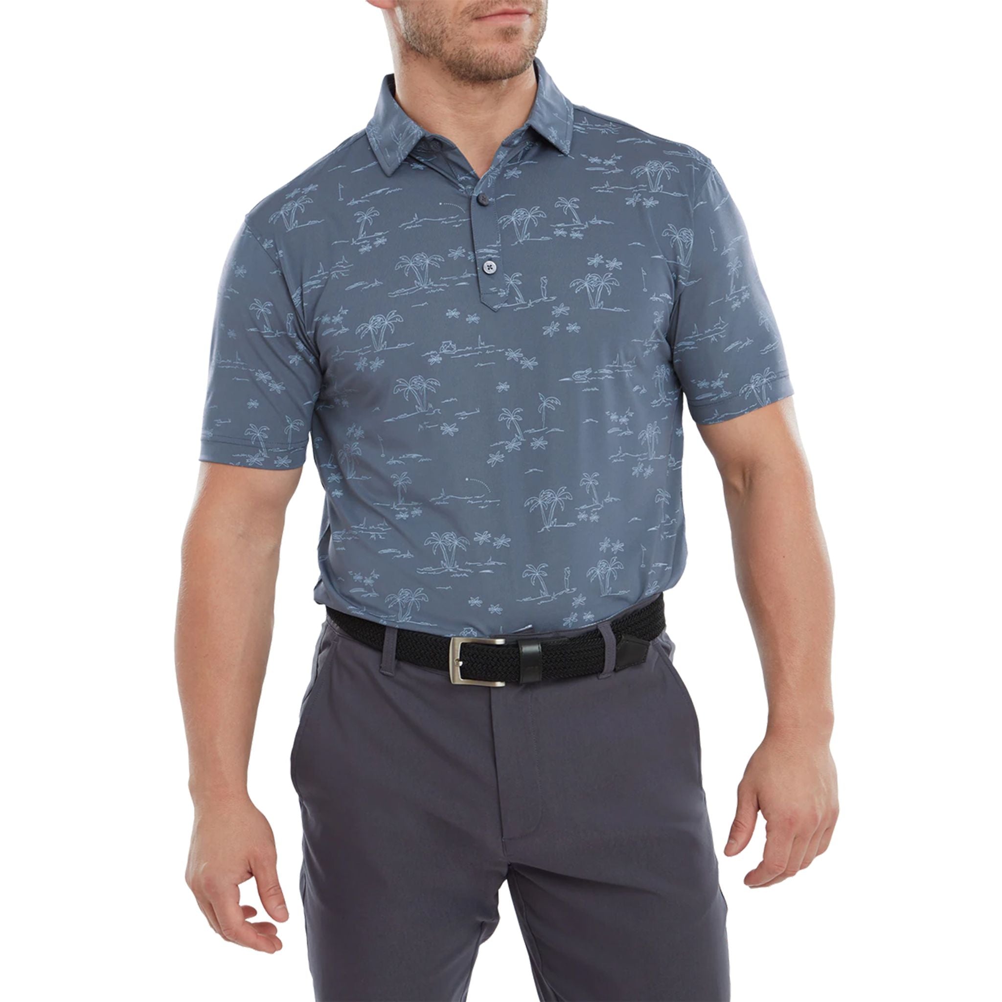 Polo de golf Footjoy Tropic Lisle Bluestone/Denim pour hommes
