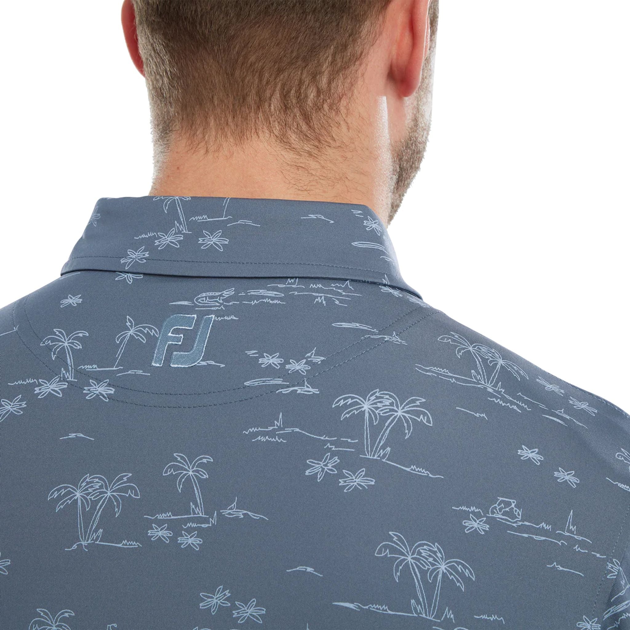 Polo de golf Footjoy Tropic Lisle Bluestone/Denim pour hommes