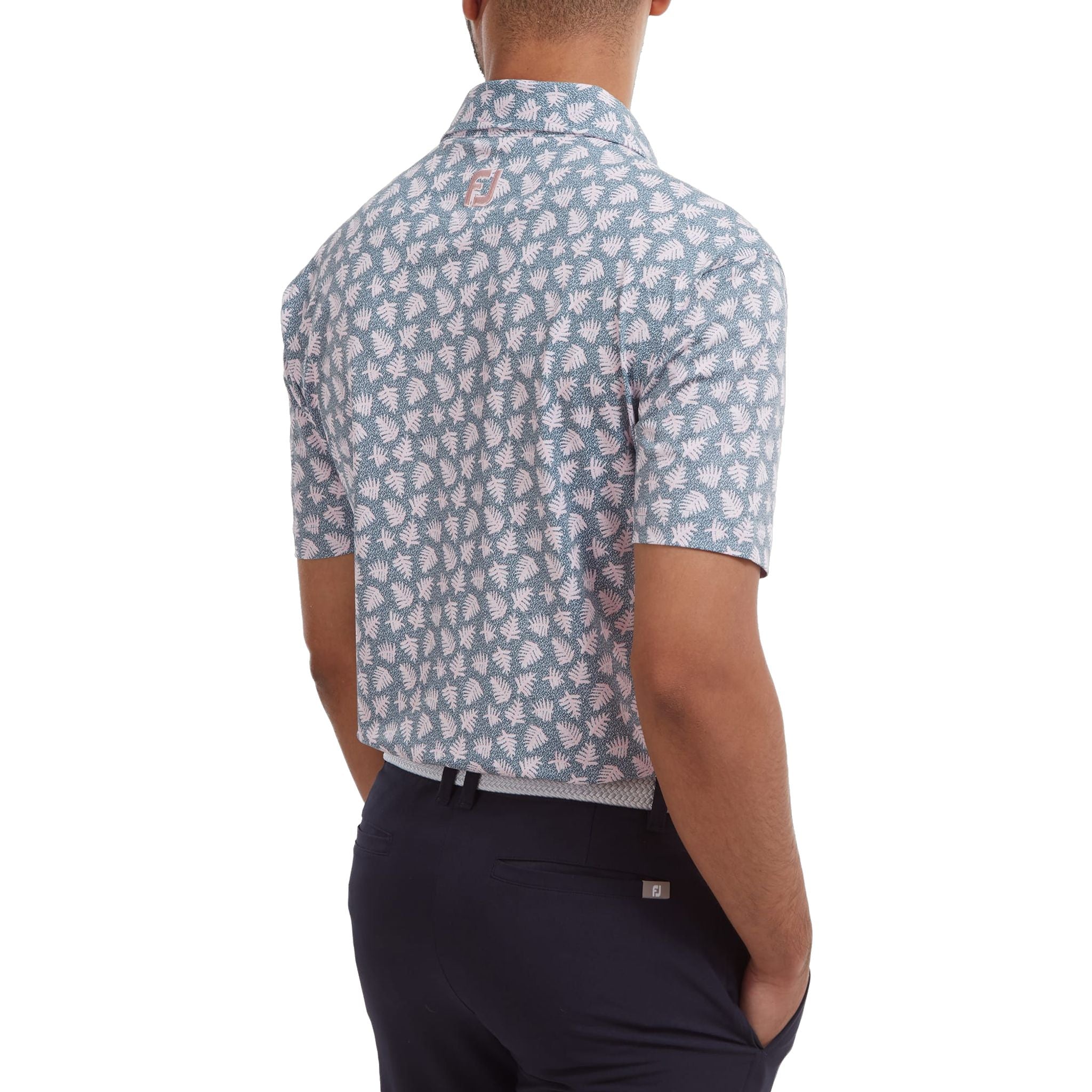 Polo Footjoy M Shadow Palm Print Piqué Graphite/Quartz Rose Homme