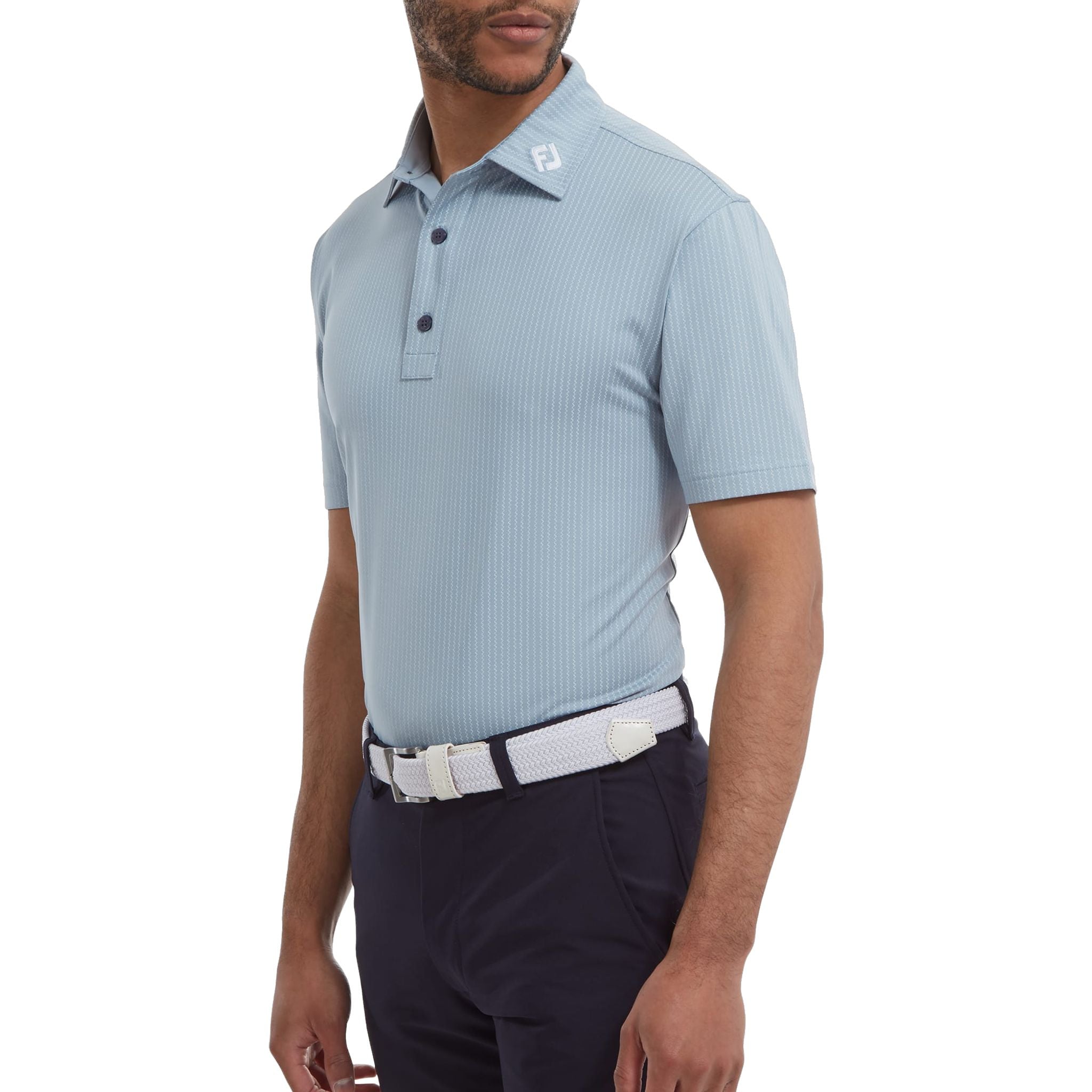 Footjoy Polo Zig-Zag Imprimé Ecosse Dove Homme