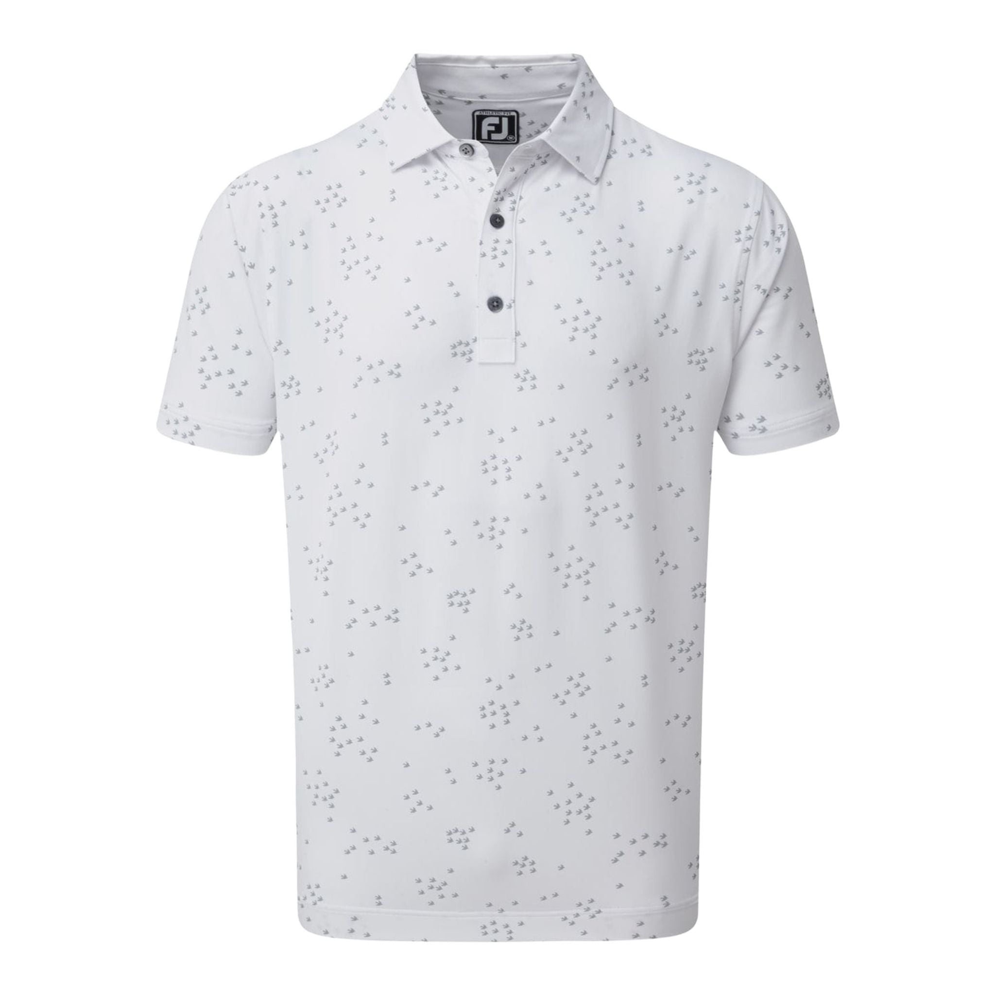 Footjoy M Lisle Flock of Birds SS Polo White/Grey Herren