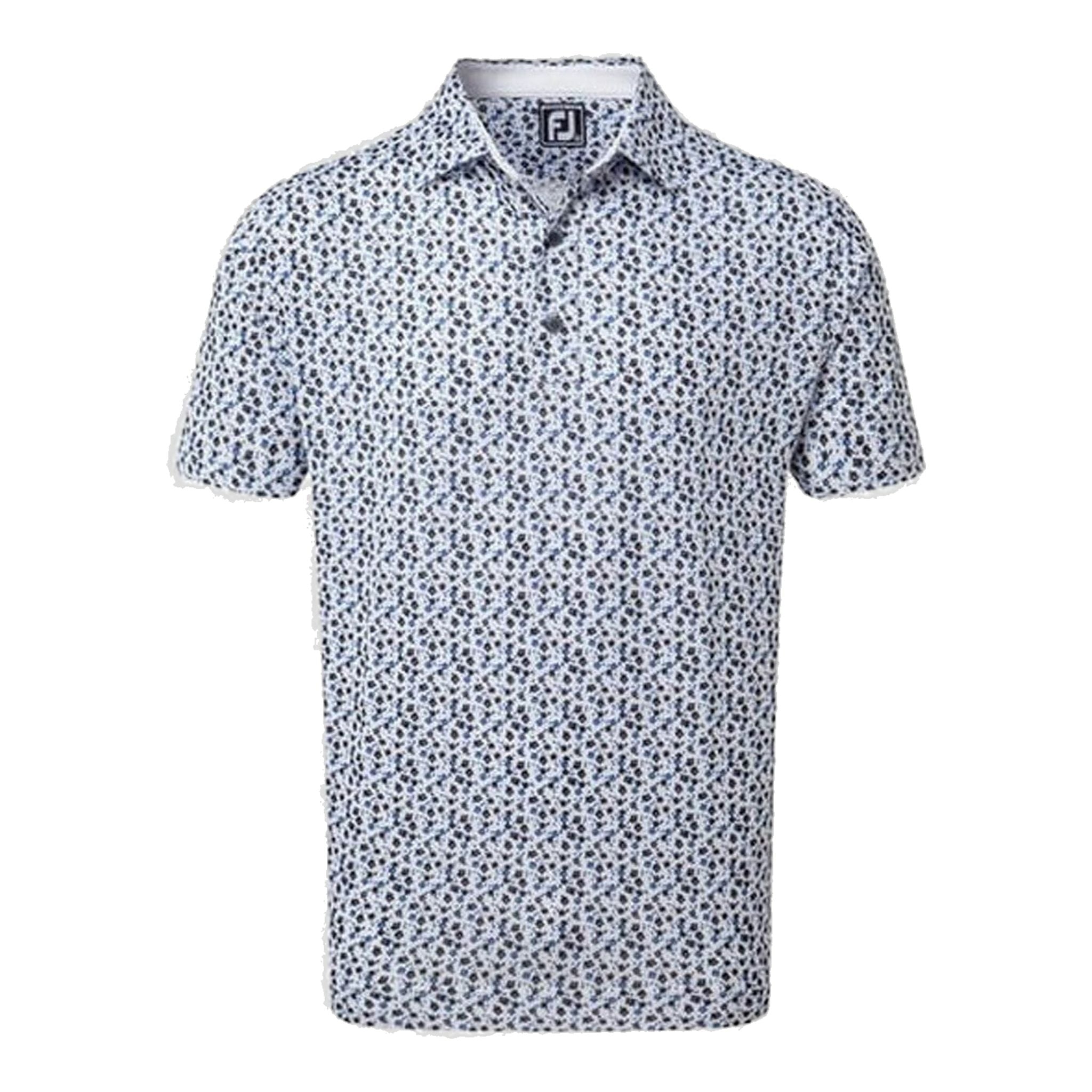 Polo Footjoy M Lisle à imprimé floral, manches courtes, blanc, homme