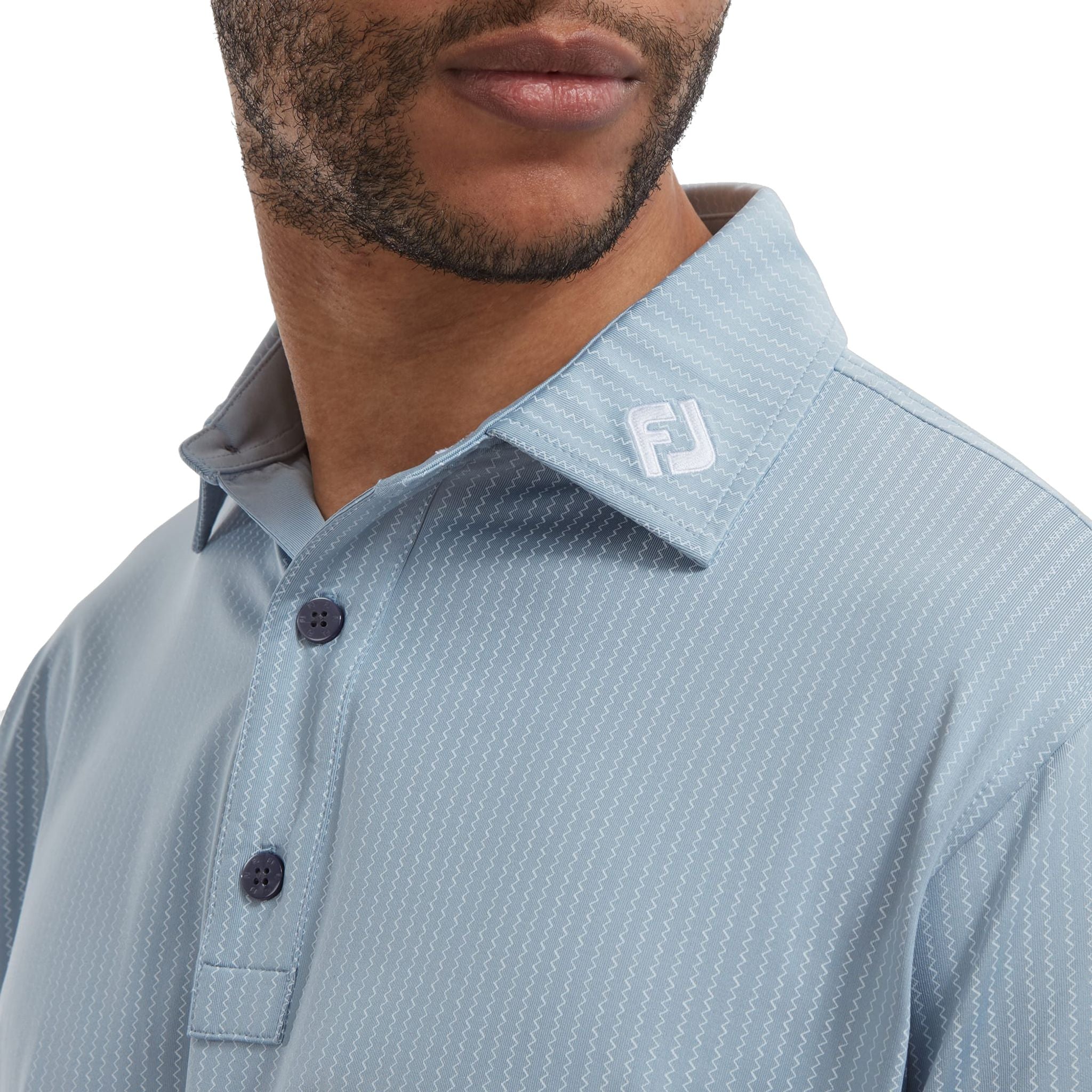 Footjoy Polo Zig-Zag Imprimé Ecosse Dove Homme