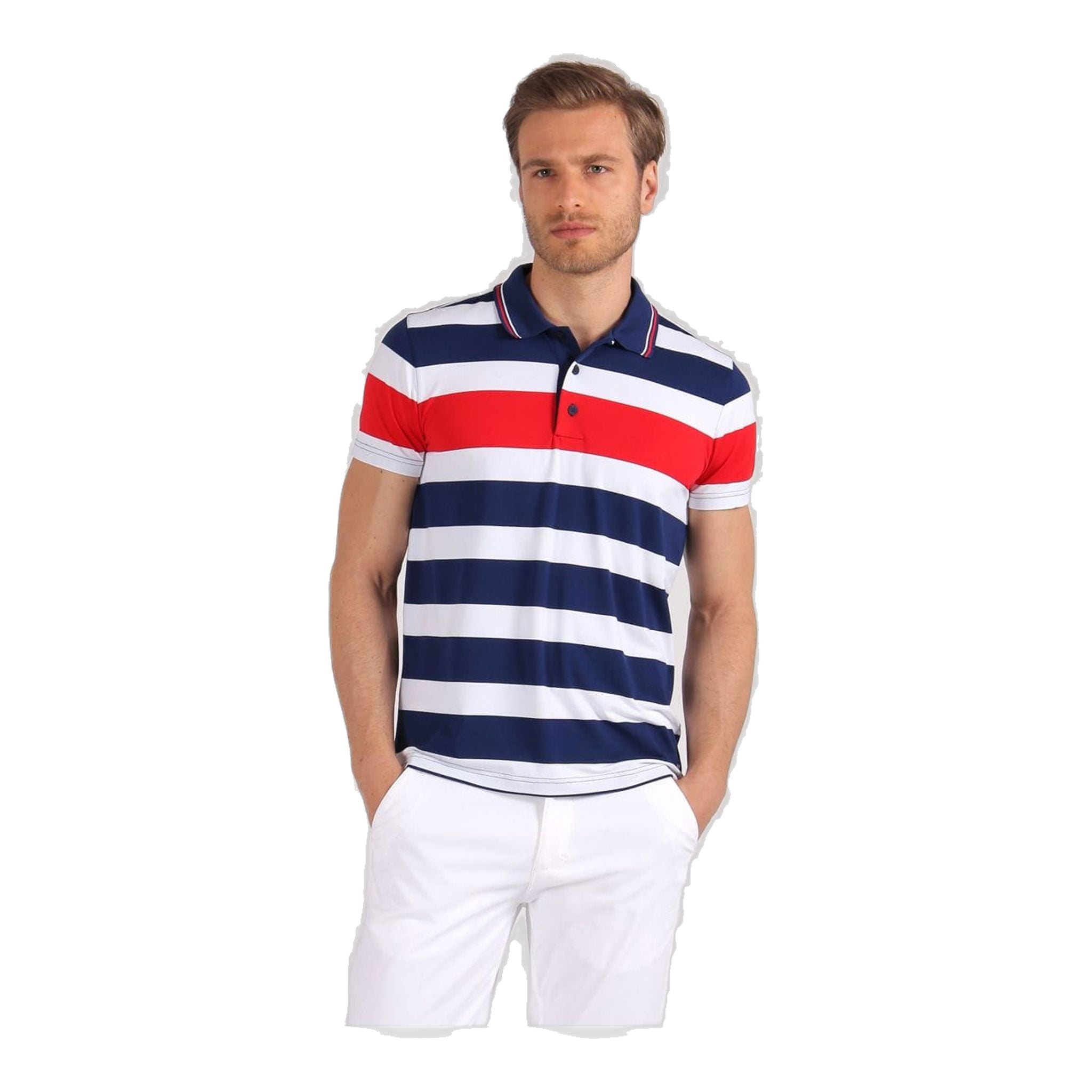 Polo Chervo Alicio Blanc/Bleu foncé Homme