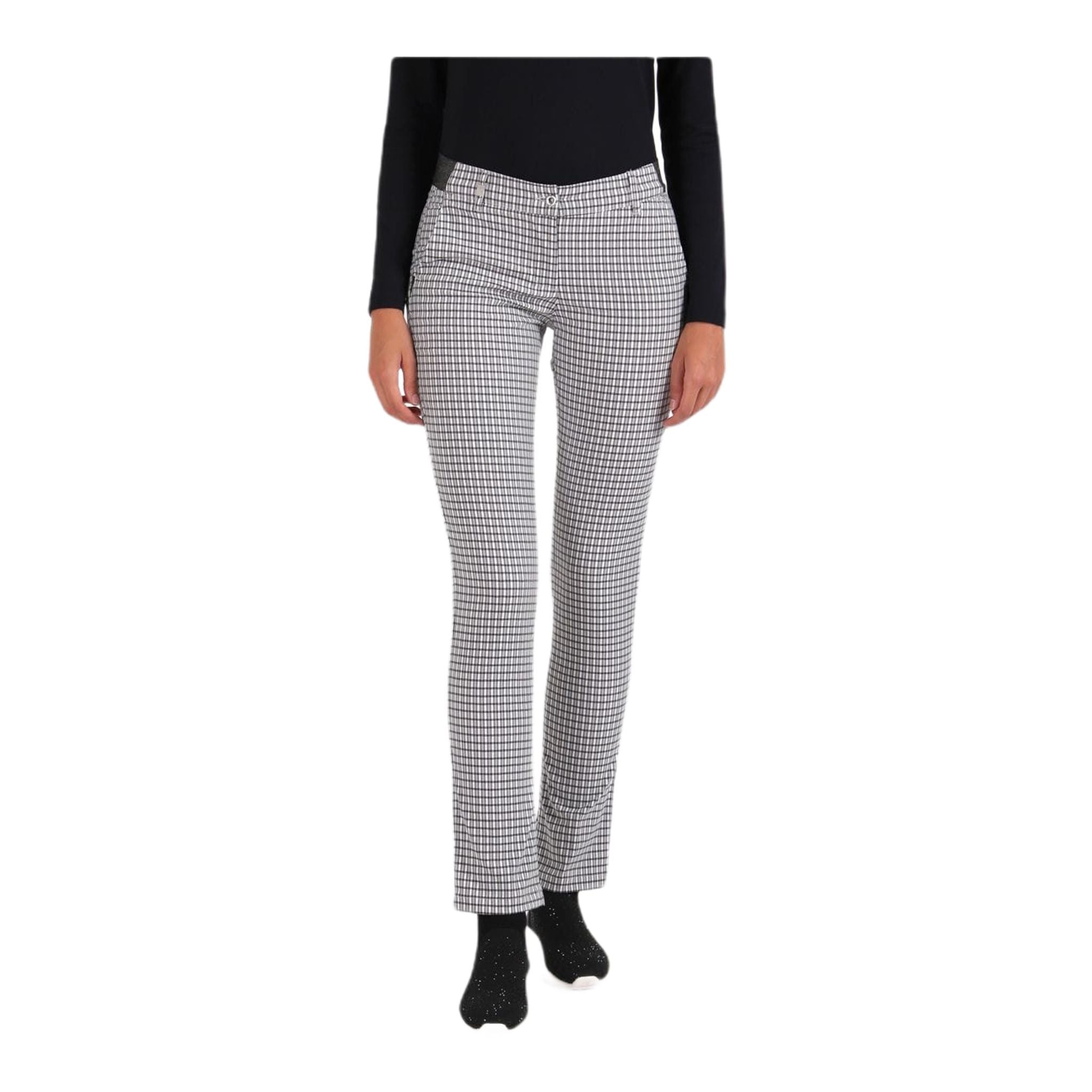 Pantalon Chervo W Sicuro à carreaux blancs et noirs pour femme