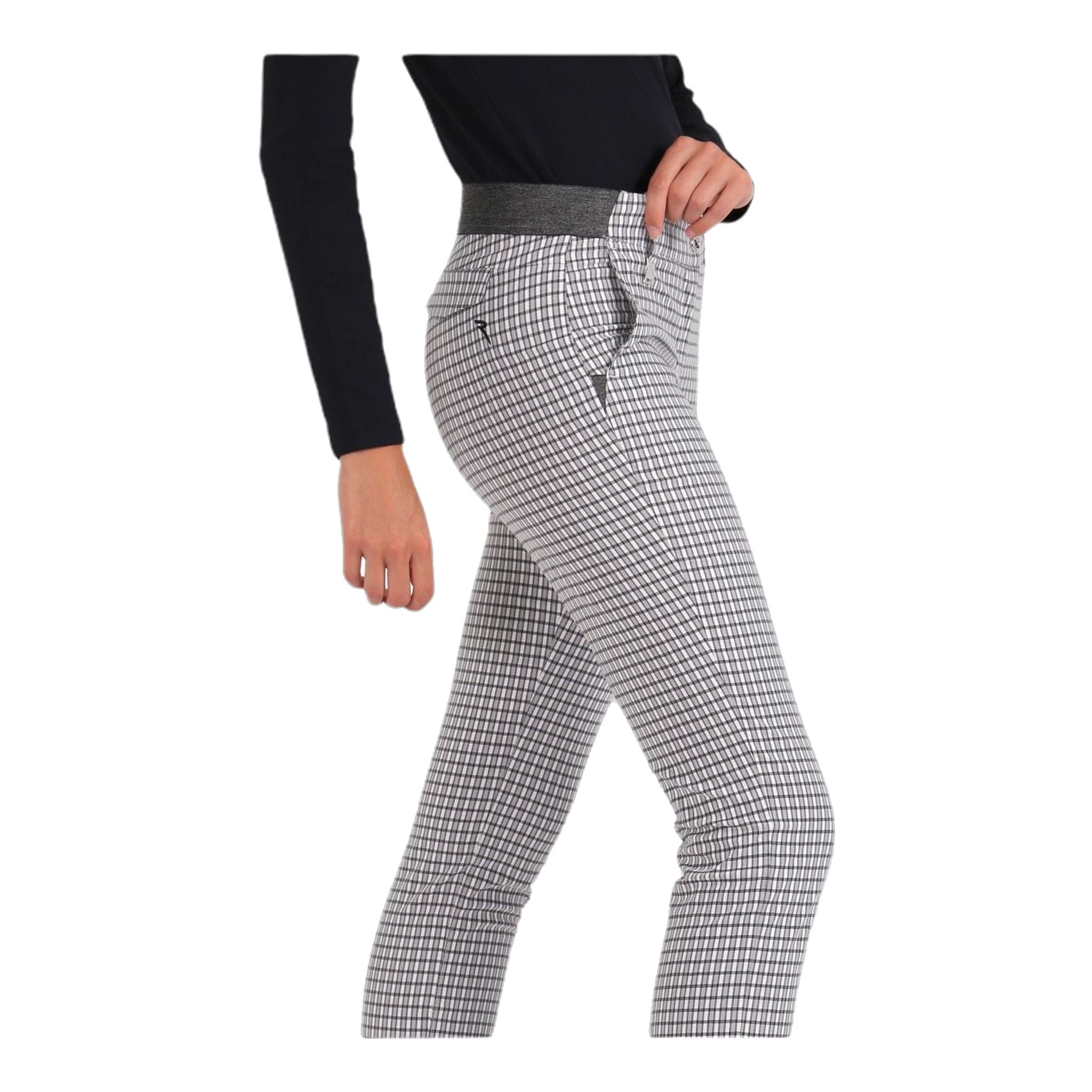 Pantalon Chervo W Sicuro à carreaux blancs et noirs pour femme