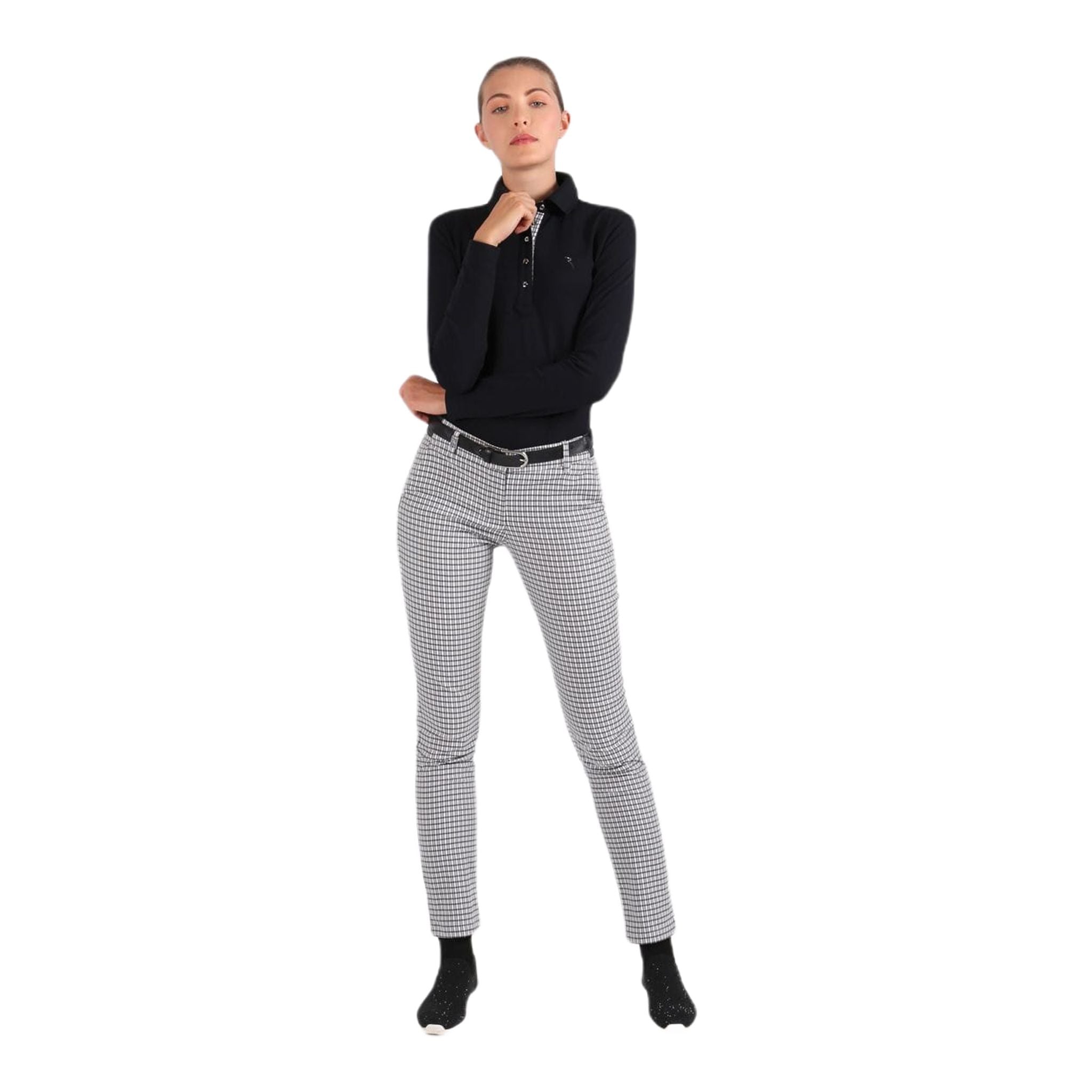 Pantalon Chervo W Sicuro à carreaux blancs et noirs pour femme
