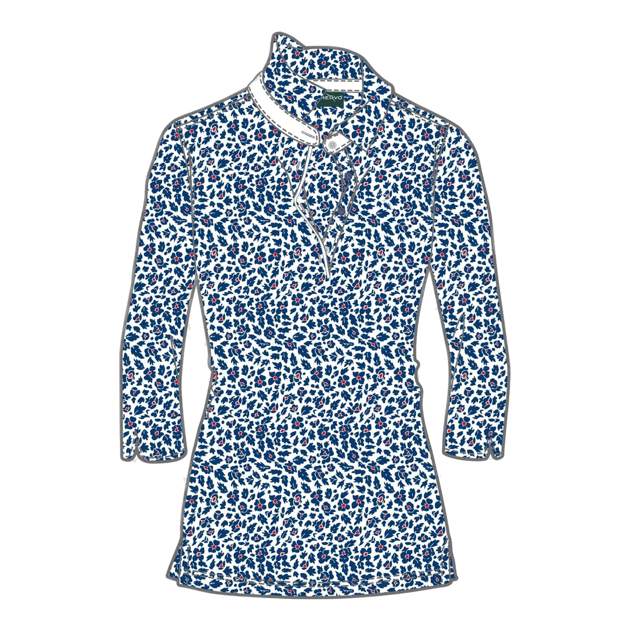 Polo 3/4 Chervo W Abatjour bleu/blanc à motifs pour femmes