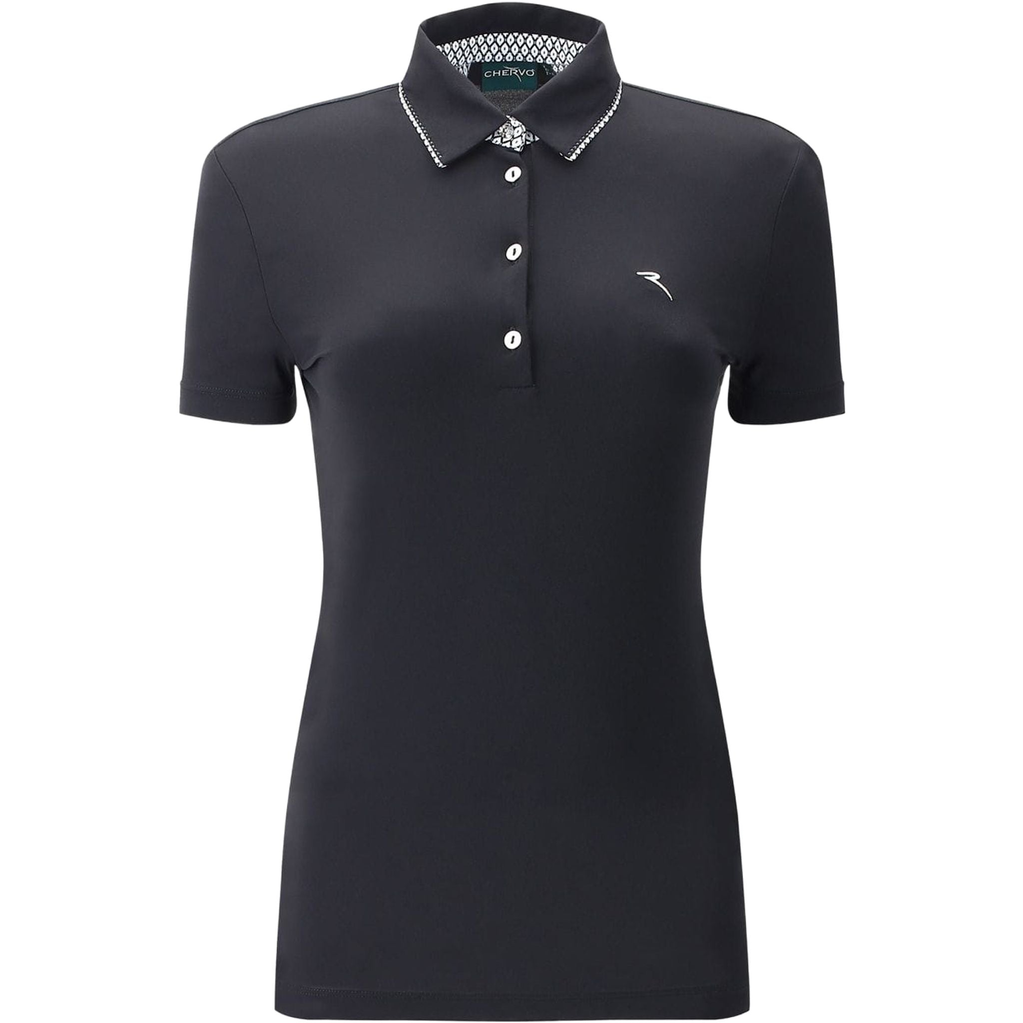 Polo Chervo W Aroa SS Noir (Motif Col) Femme