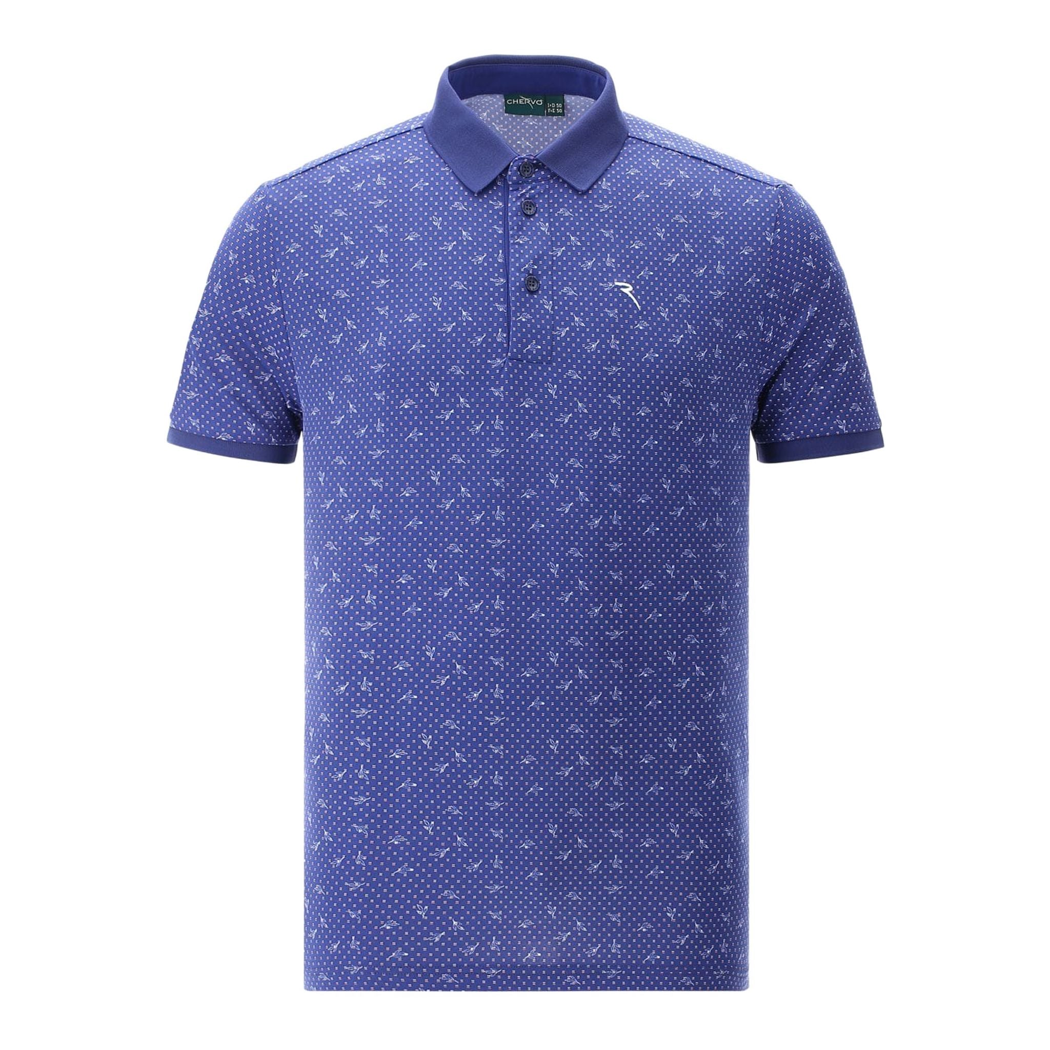 Polo Chervo M Asier SS bleu (petit motif) pour homme