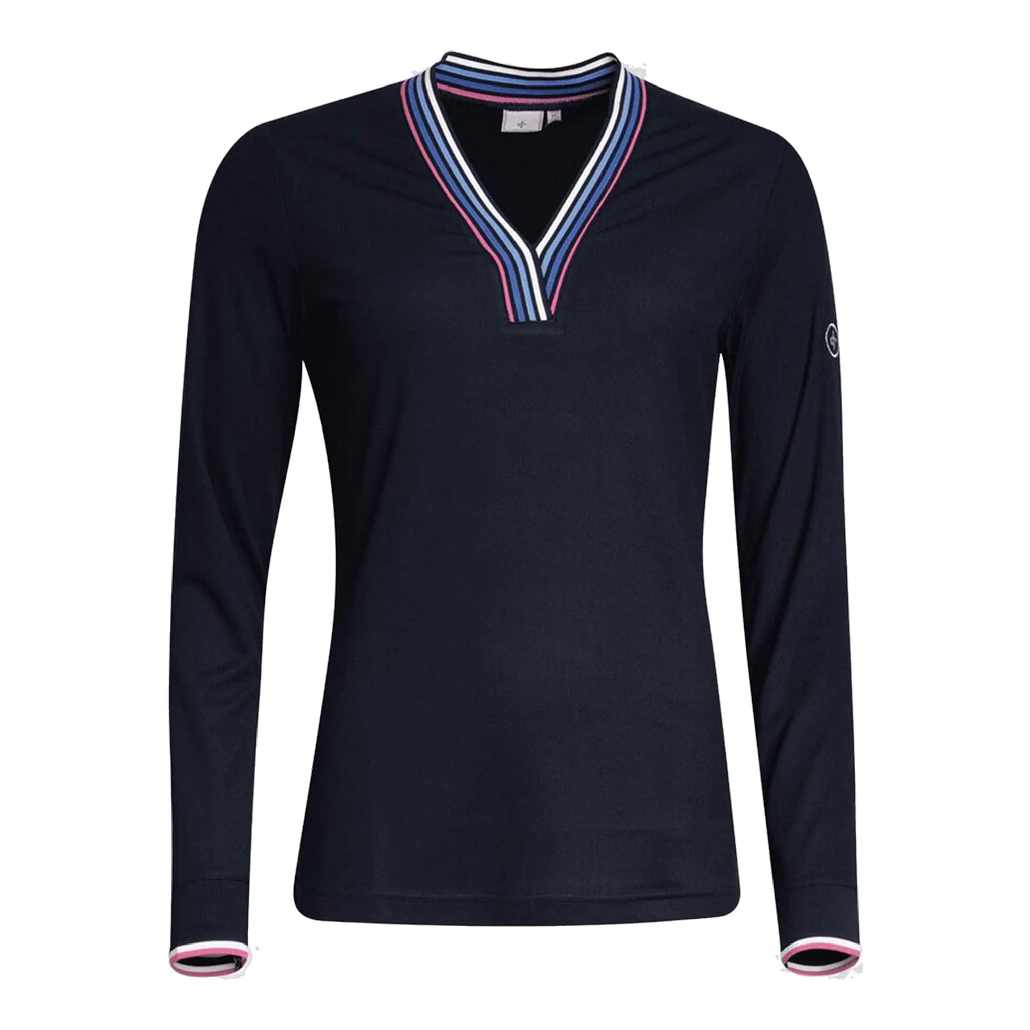 Polo à manches longues rayé marine pour femme Cross Sportswear W