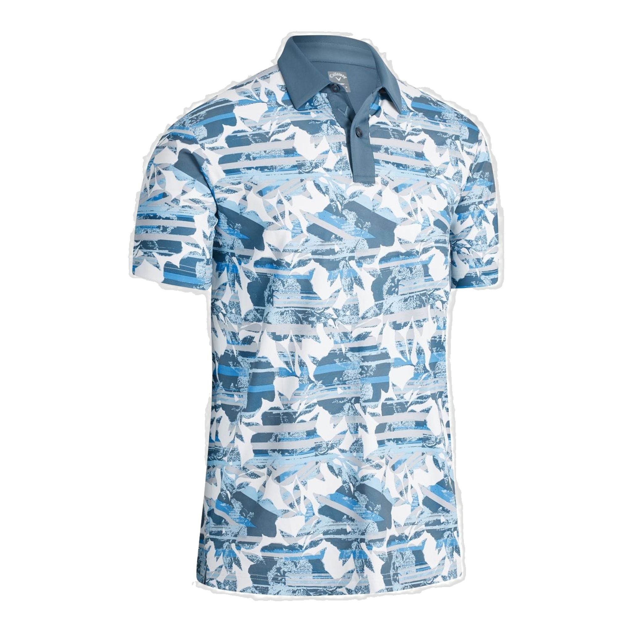 Polo Callaway M structuré à manches courtes imprimé floral blanc éclatant pour homme