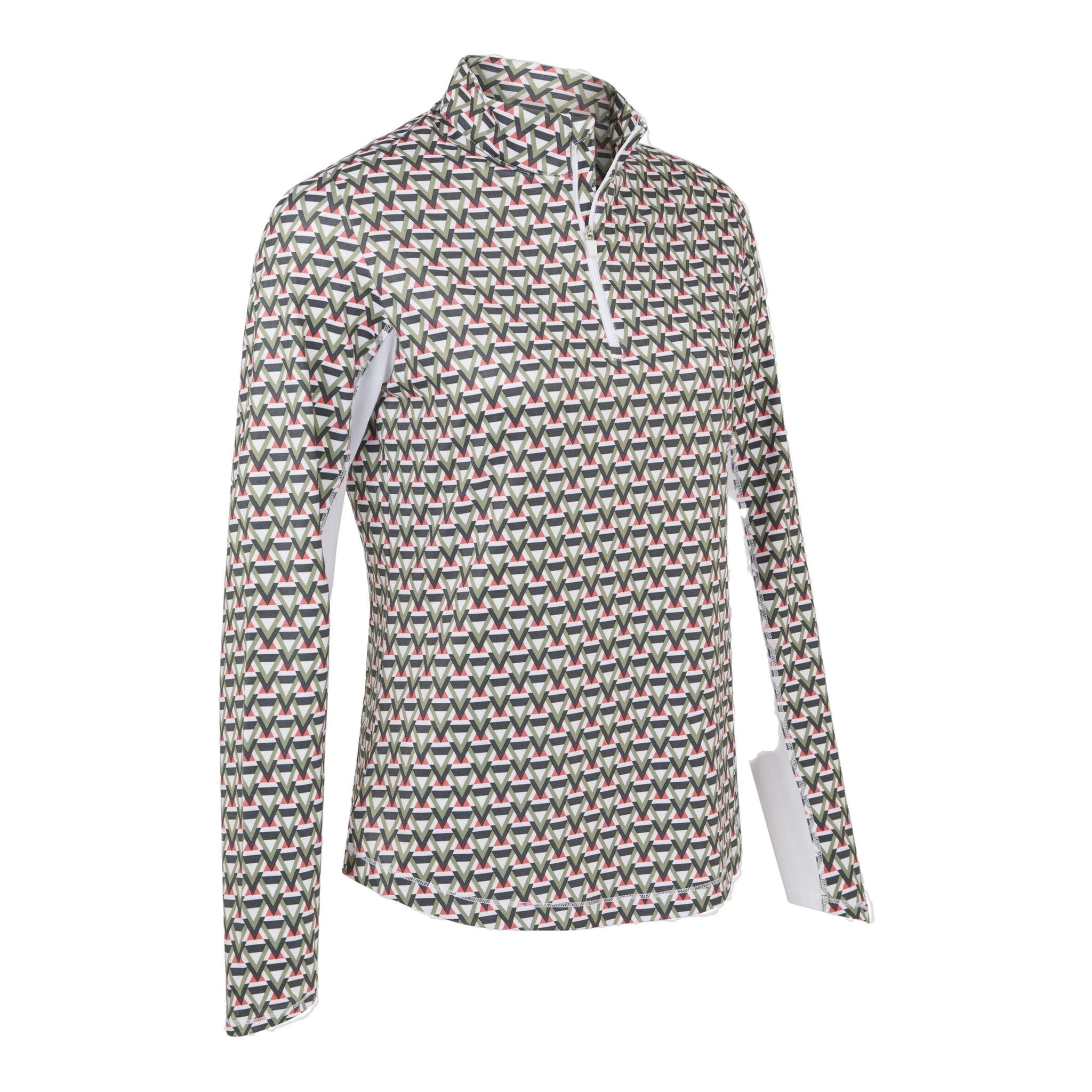 Polo de golf Callaway Chev Geo à manches longues, protection solaire, blanc brillant, femme