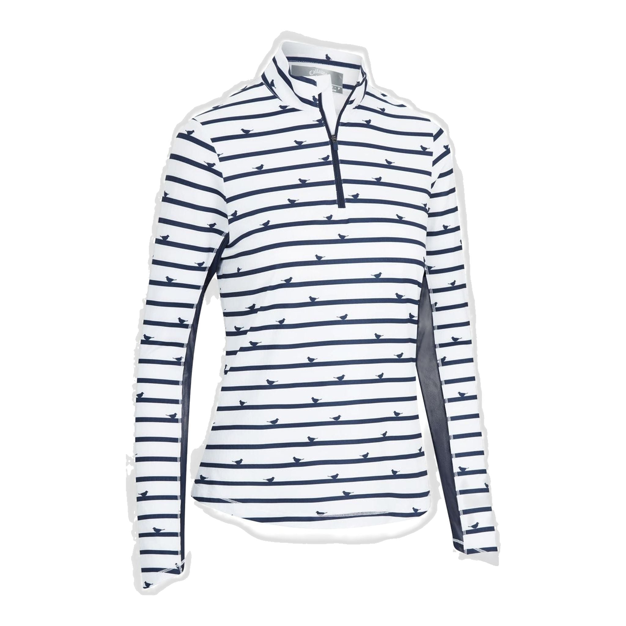 Callaway W Polo Birdie Stripe à manches longues, protection solaire, couleur paon, femme