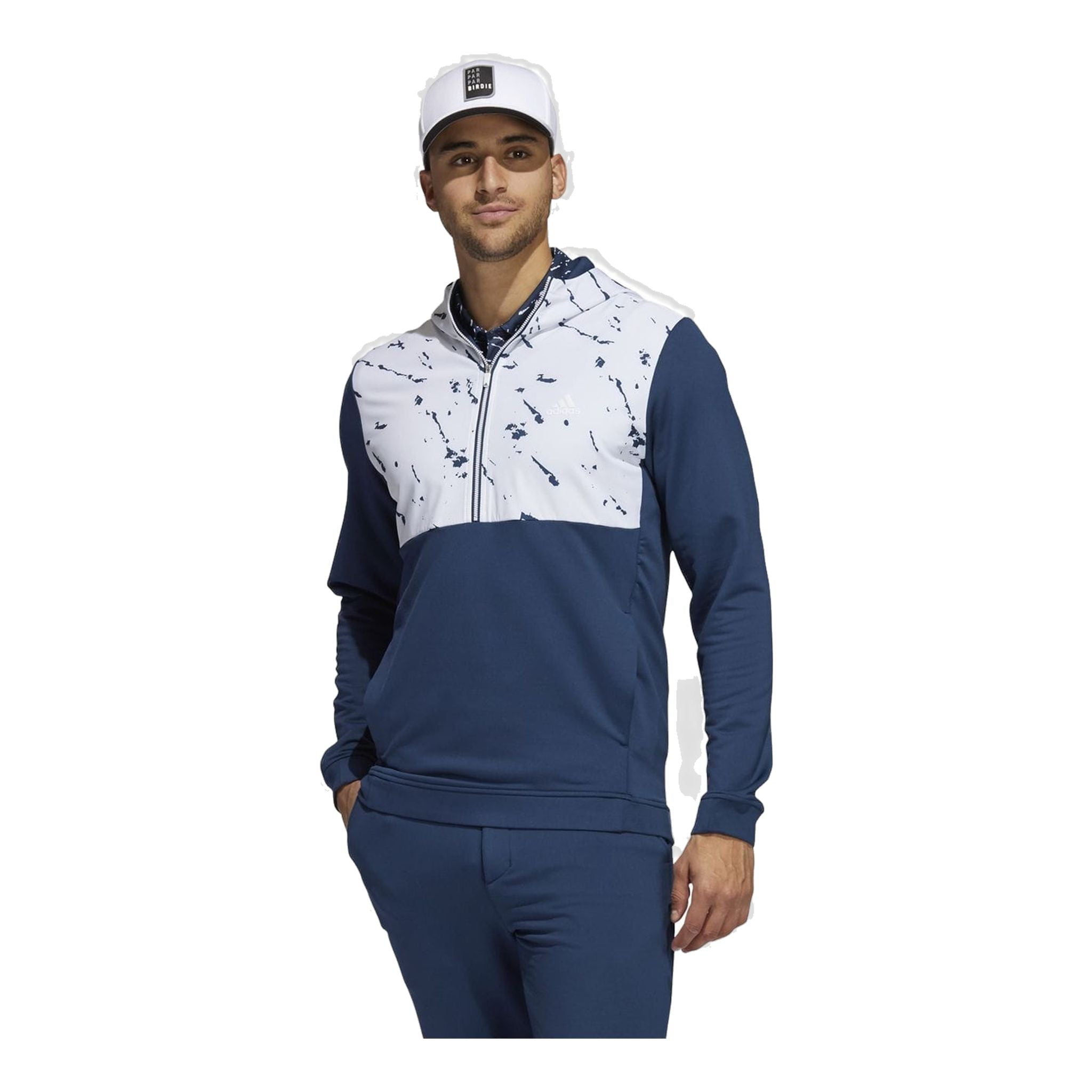 Anorak Adidas CRDY demi-zip bleu marine/blanc homme