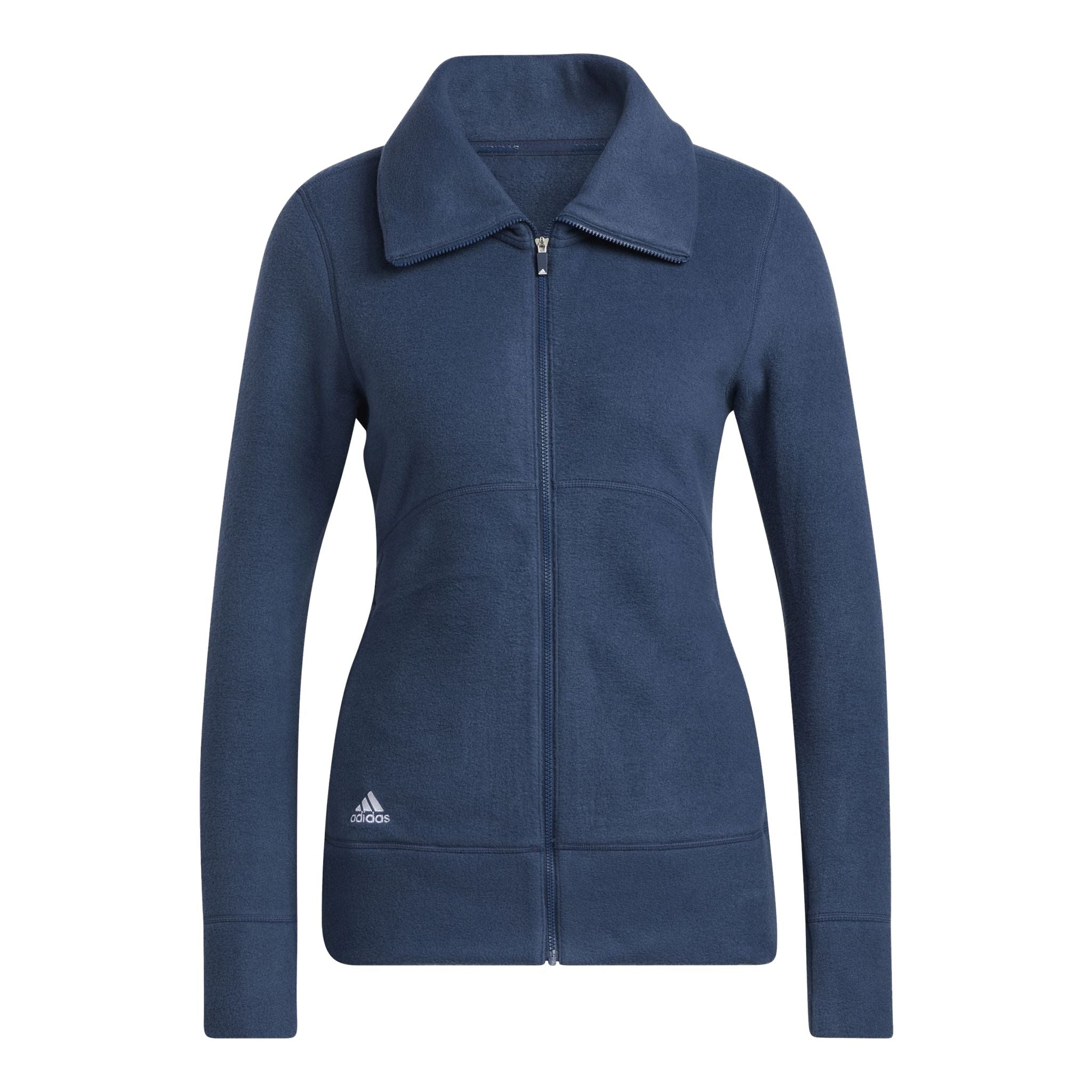 Veste polaire de golf Adidas à fermeture éclair intégrale, col rond, bleu marine, pour femme