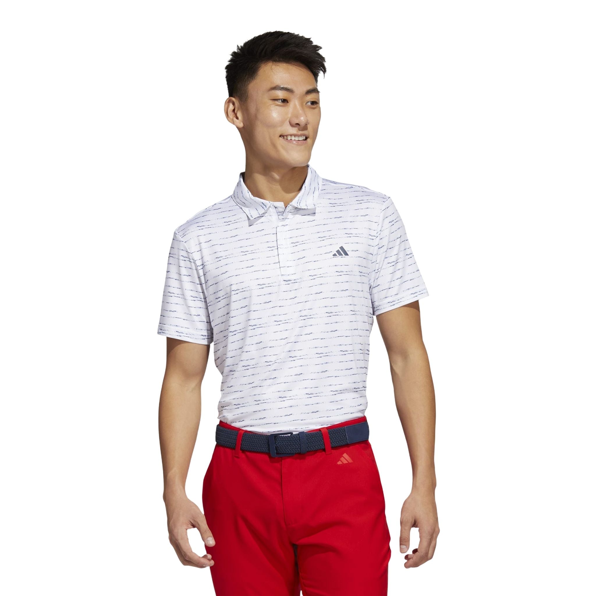 Polo zippé à rayures Adidas pour homme, blanc