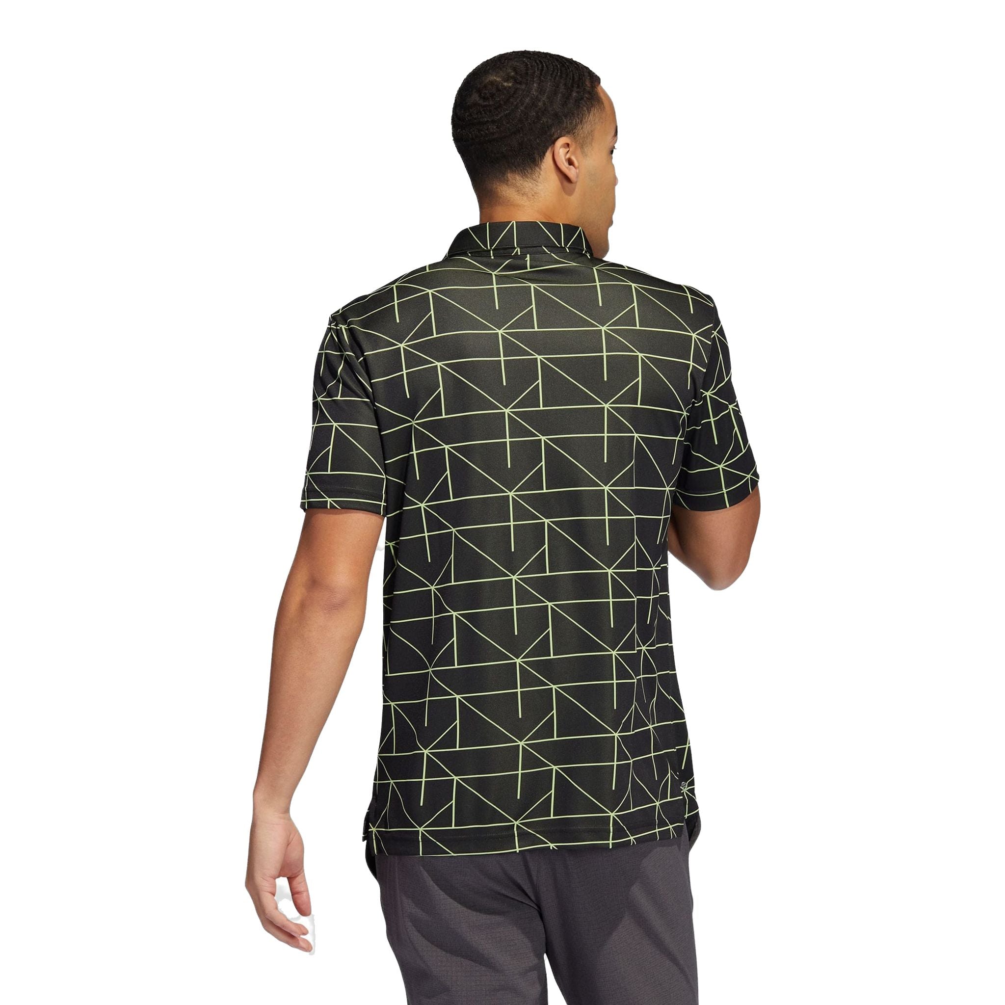 Polo Adidas M Jacquard Lines Noir/Vert citron pour homme