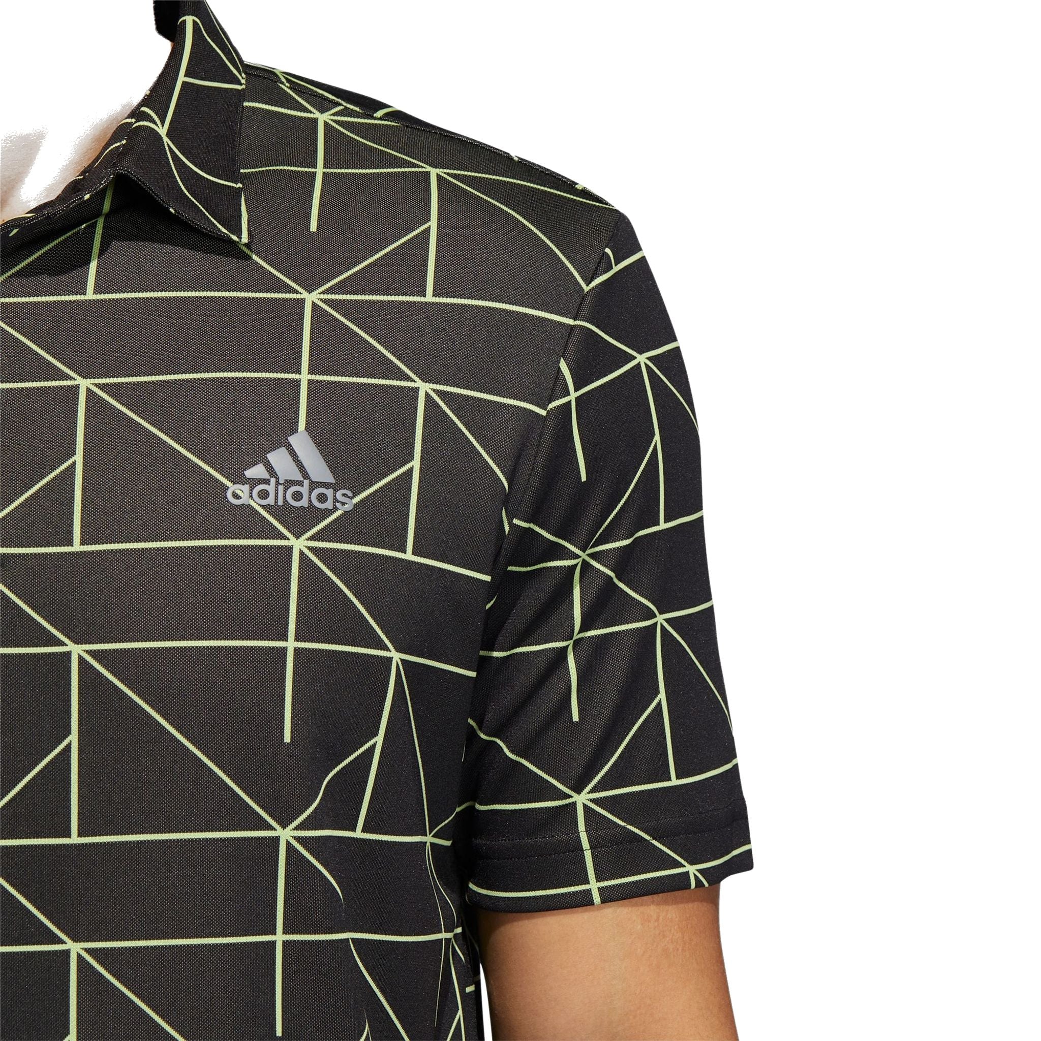 Adidas M Polo Jaquard Lines Schwarz/Pulse Lime Herren