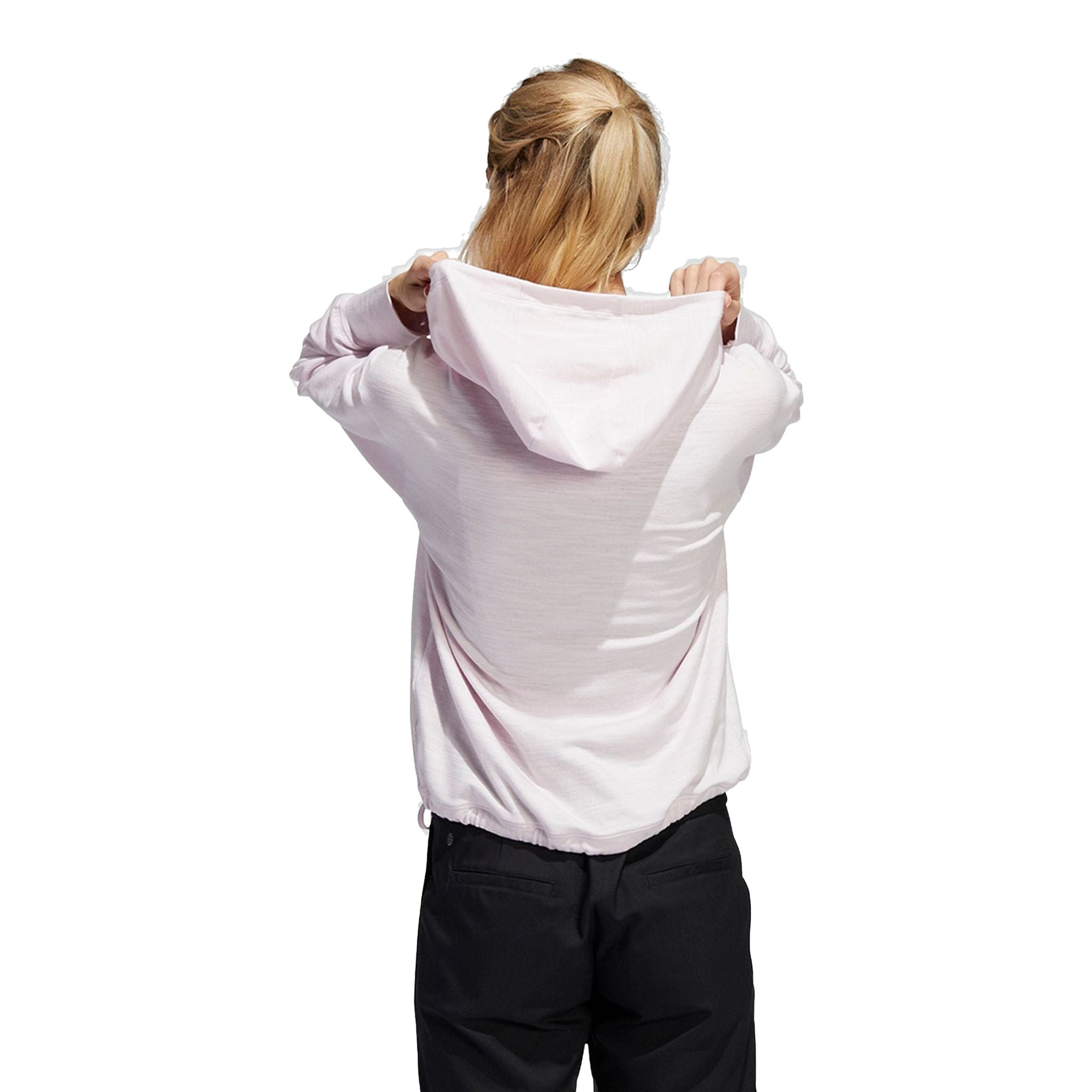 Sweat à capuche Adidas W Essentials Slub rose pâle/blanc pour femme