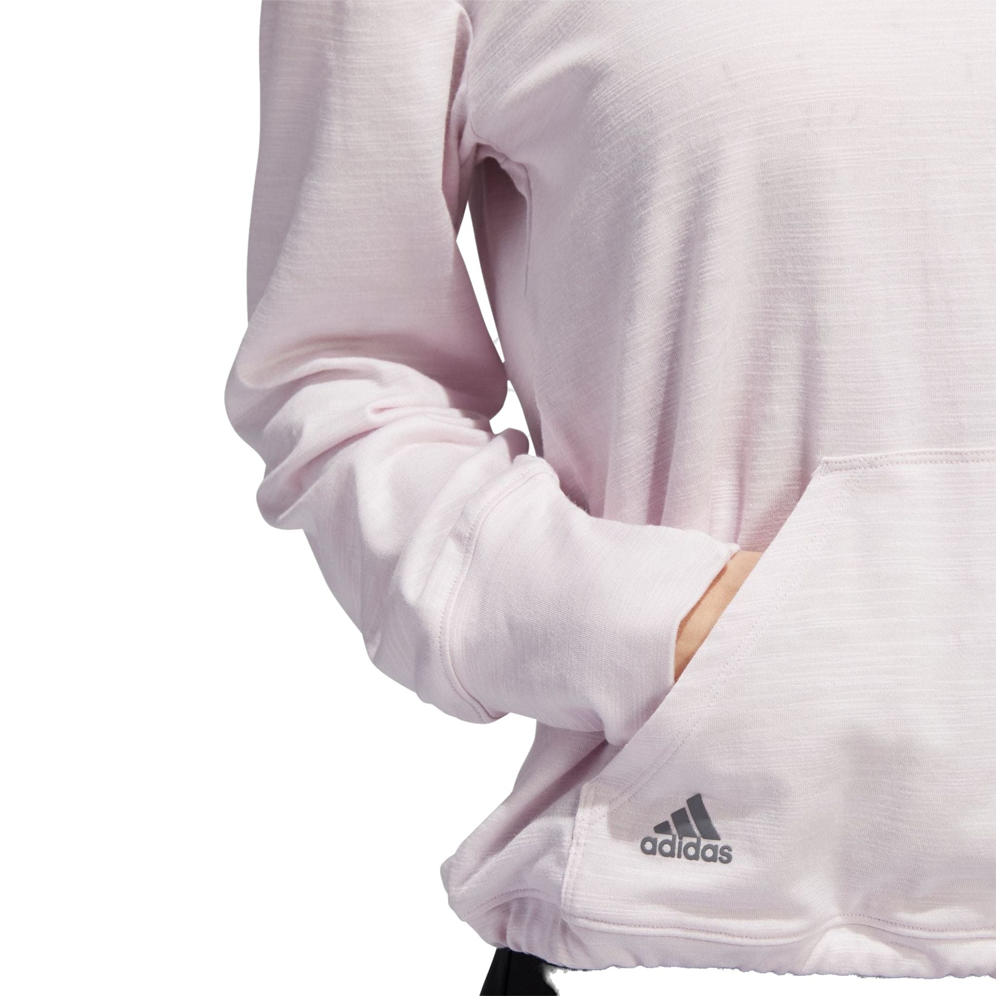 Sweat à capuche Adidas W Essentials Slub rose pâle/blanc pour femme