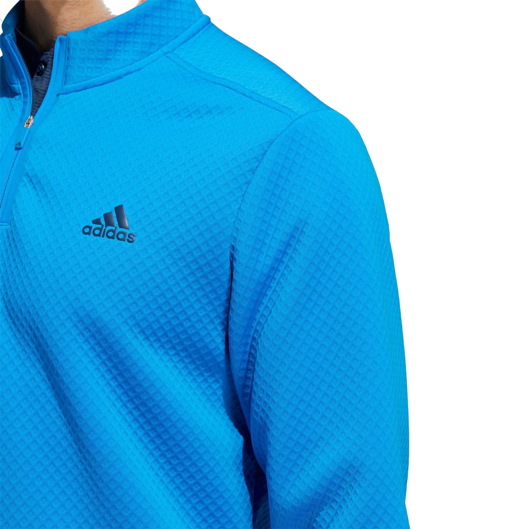 Pull Adidas M résistant à l'eau, fermeture éclair 1/4, bleu, pour homme