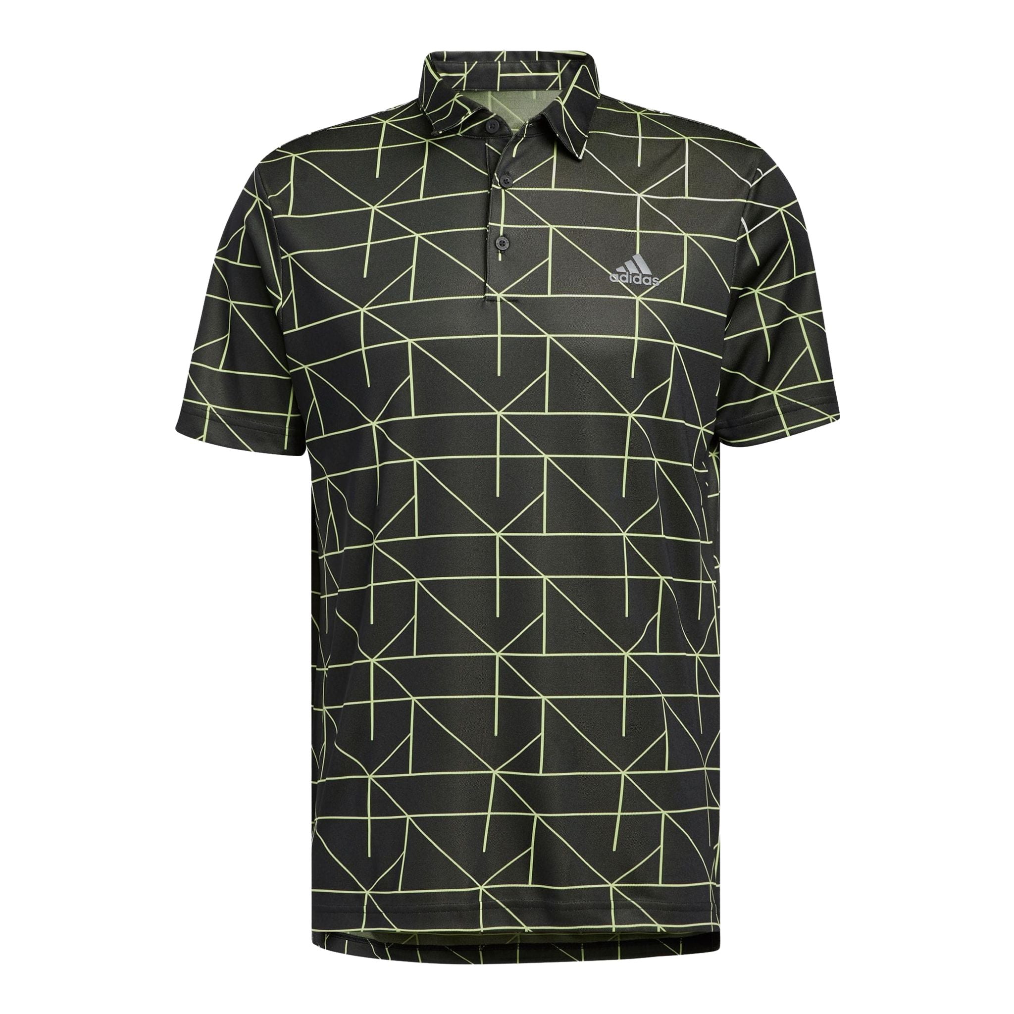 Polo Adidas M Jacquard Lines Noir/Vert citron pour homme