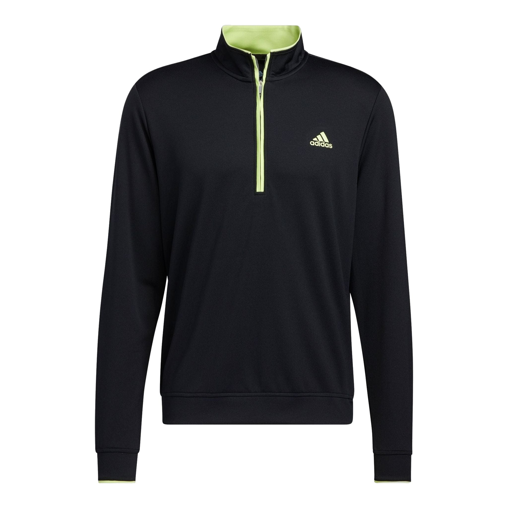 Pull Adidas M à quart de zip UPF Noir/Vert citron pour homme