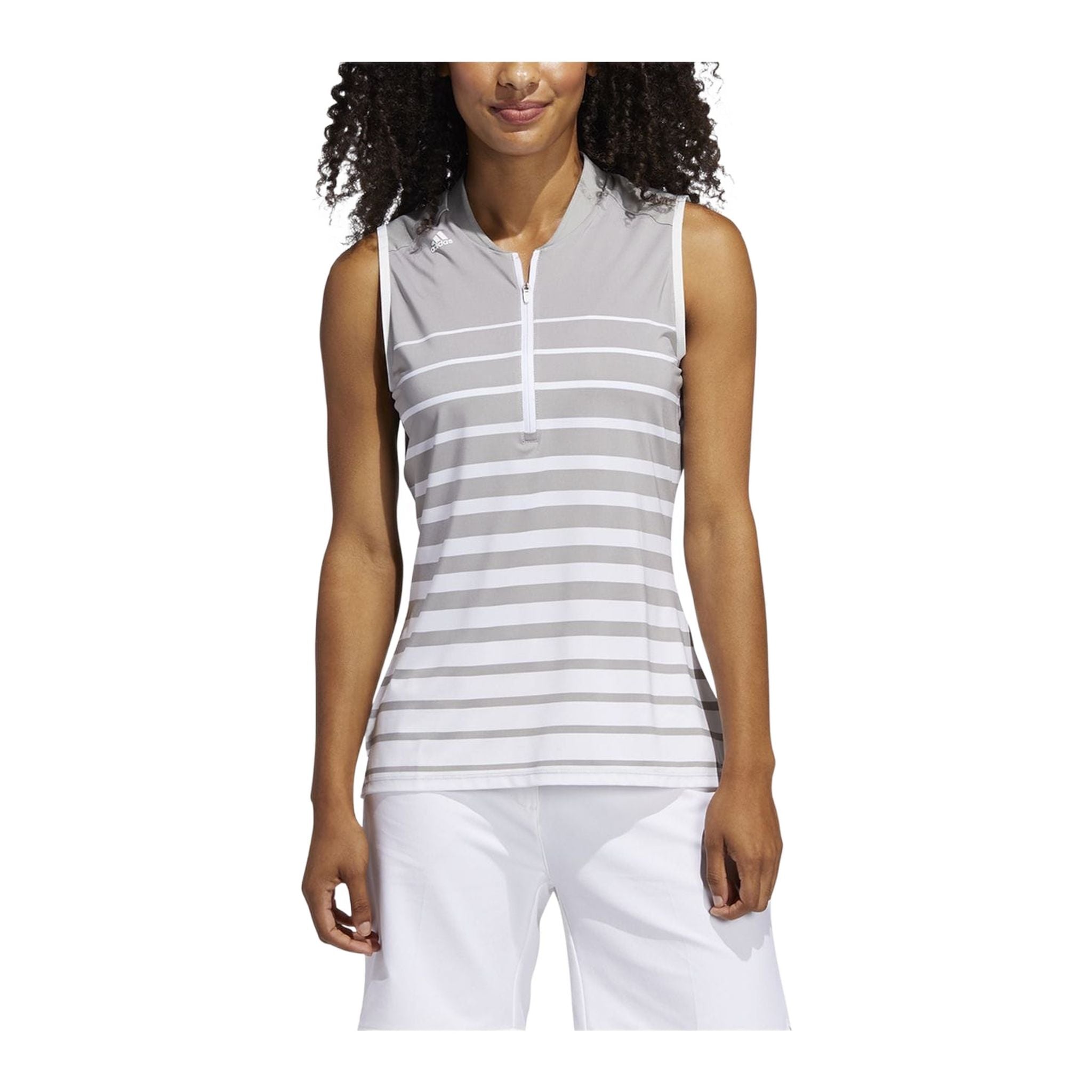 Polo Adidas W Engineered Stripe SL Blanc/Gris Femme