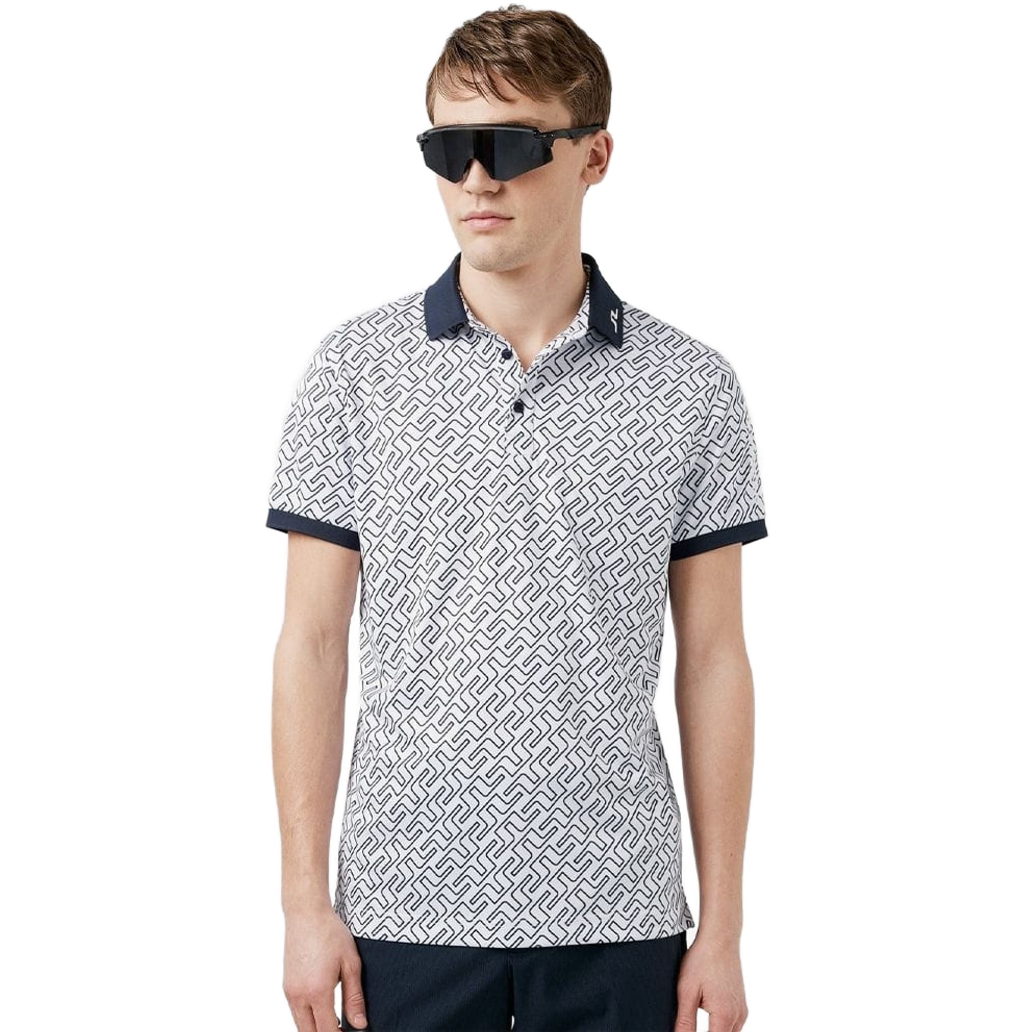 Polo imprimé J. Lindeberg M Tour Tech Reg Fit JL Navy Bridge Mono pour homme