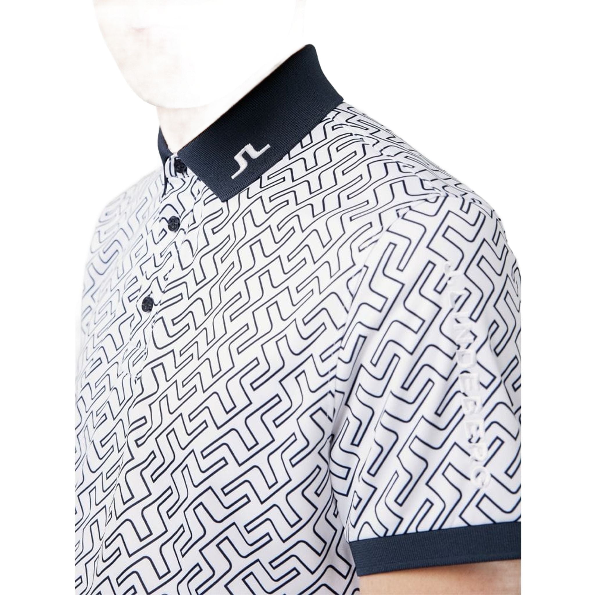 Polo imprimé J. Lindeberg M Tour Tech Reg Fit JL Navy Bridge Mono pour homme