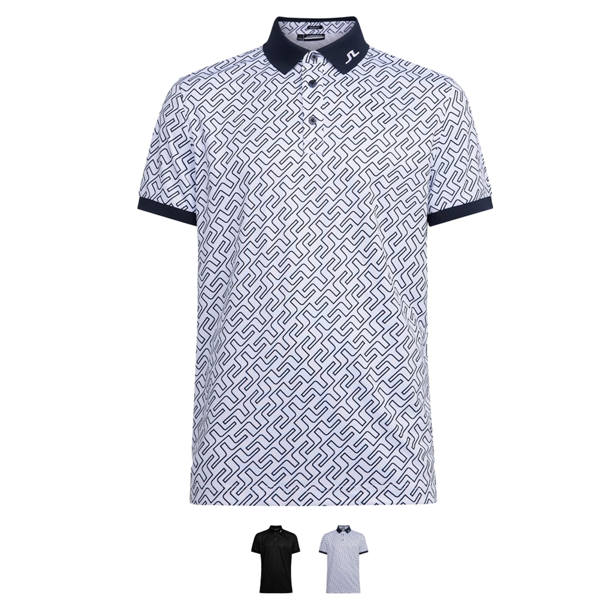 Polo imprimé J. Lindeberg M Tour Tech Reg Fit JL Navy Bridge Mono pour homme
