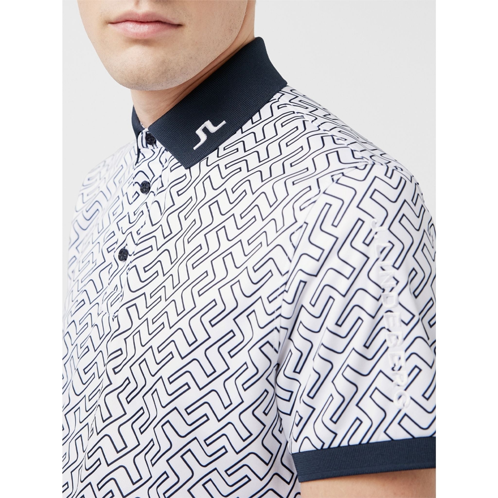 Polo imprimé J. Lindeberg M Tour Tech Reg Fit JL Navy Bridge Mono pour homme