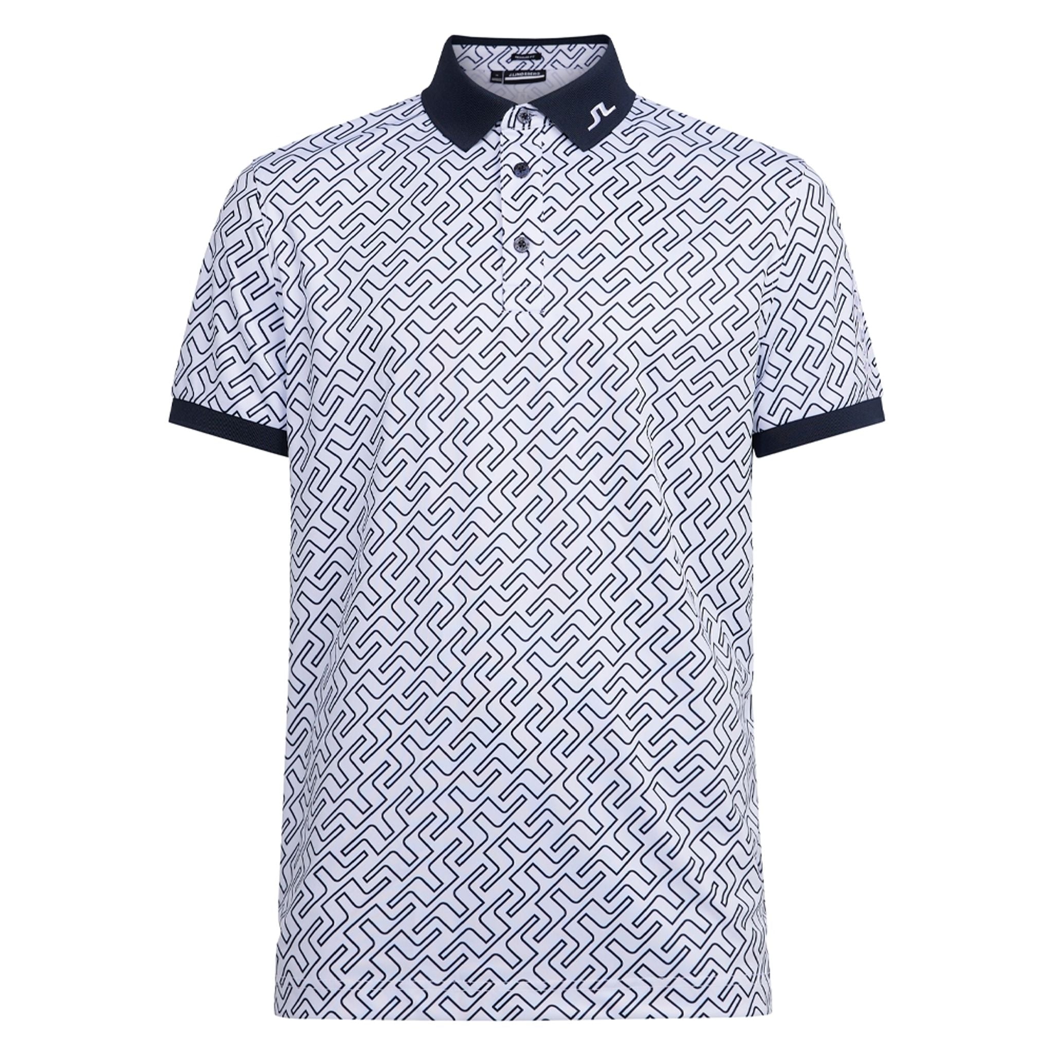 Polo imprimé J. Lindeberg M Tour Tech Reg Fit JL Navy Bridge Mono pour homme