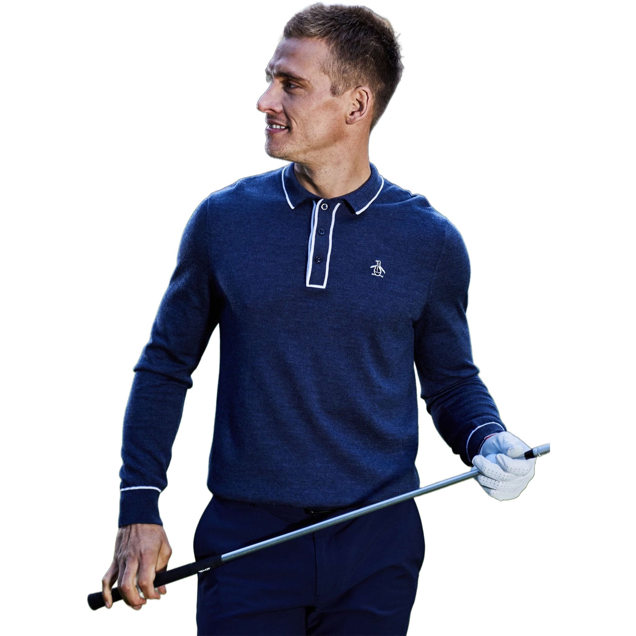 Polo à manches longues Original Penguin Earl Merino pour homme