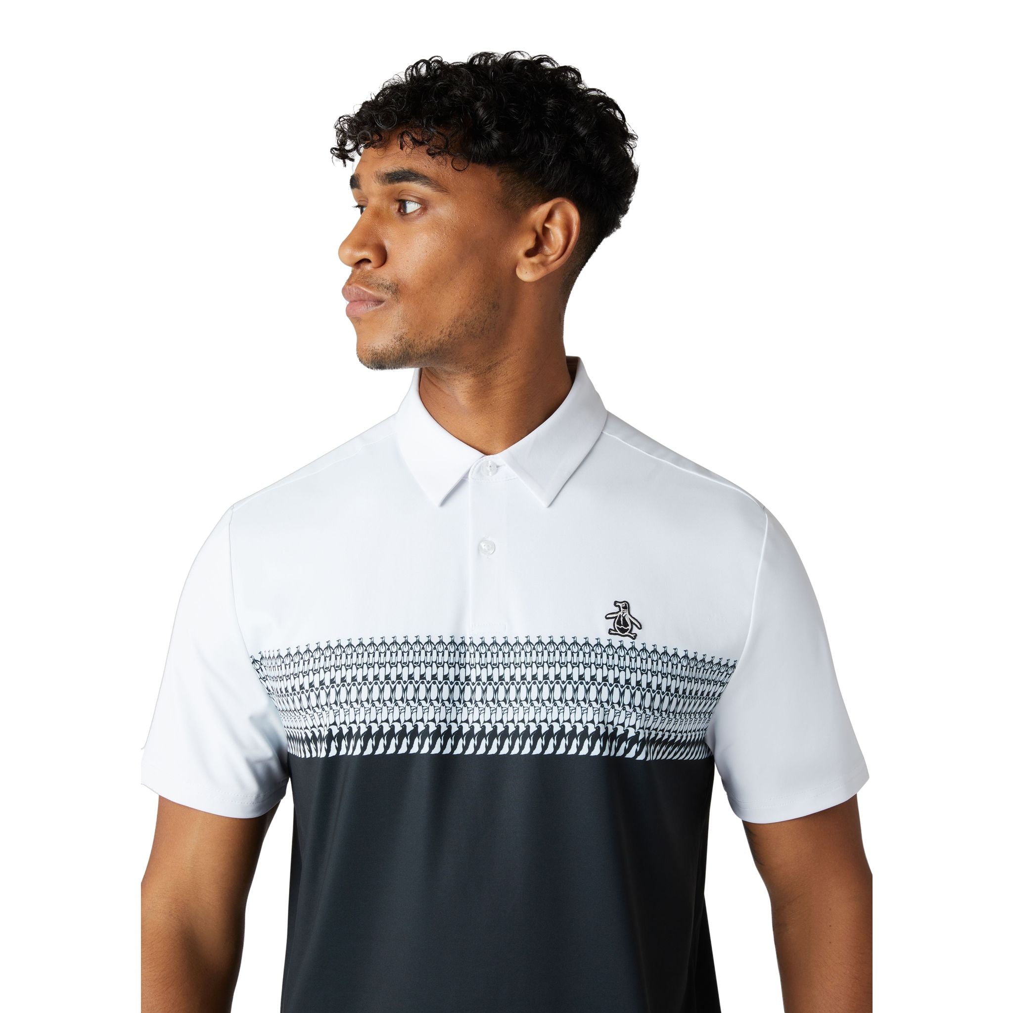 Original Penguin Engineered Novelty Stripe Blocked Print Polo Herren