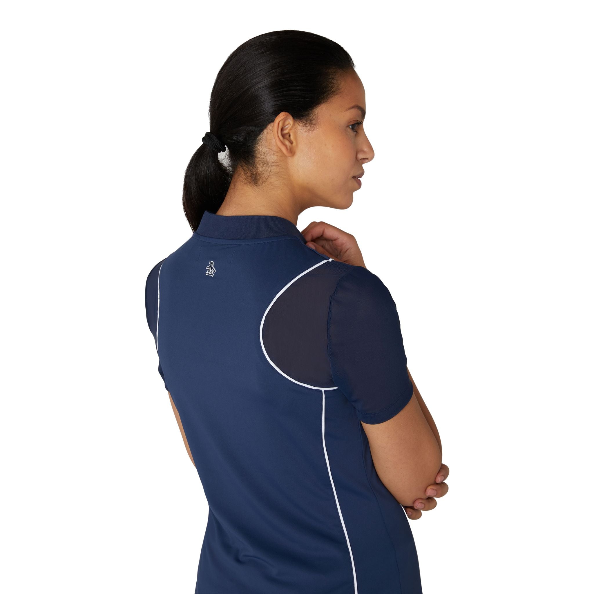 Chemise à manches en maille Original Penguin avec fermeture éclair sur le devant pour femme