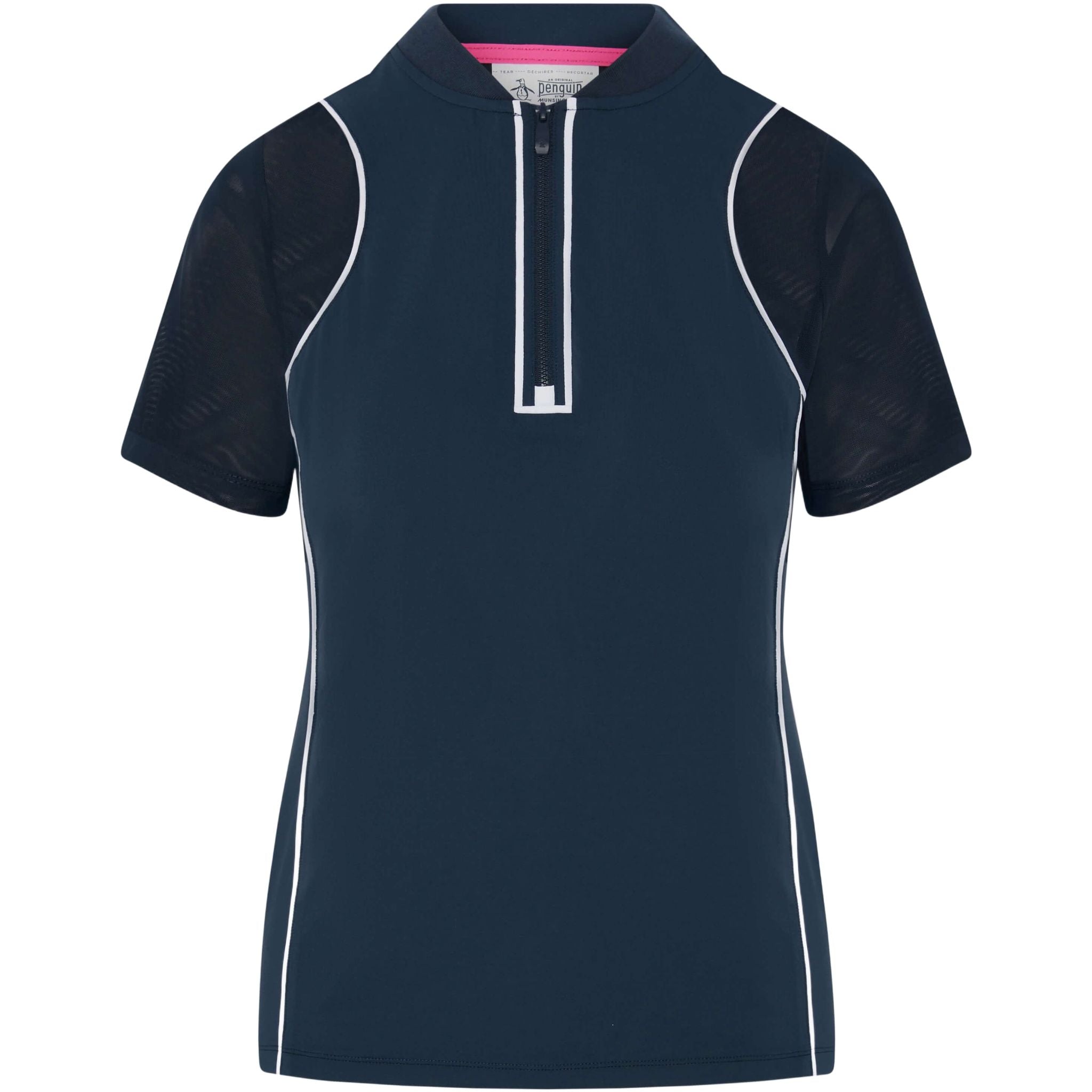 Chemise à manches en maille Original Penguin avec fermeture éclair sur le devant pour femme