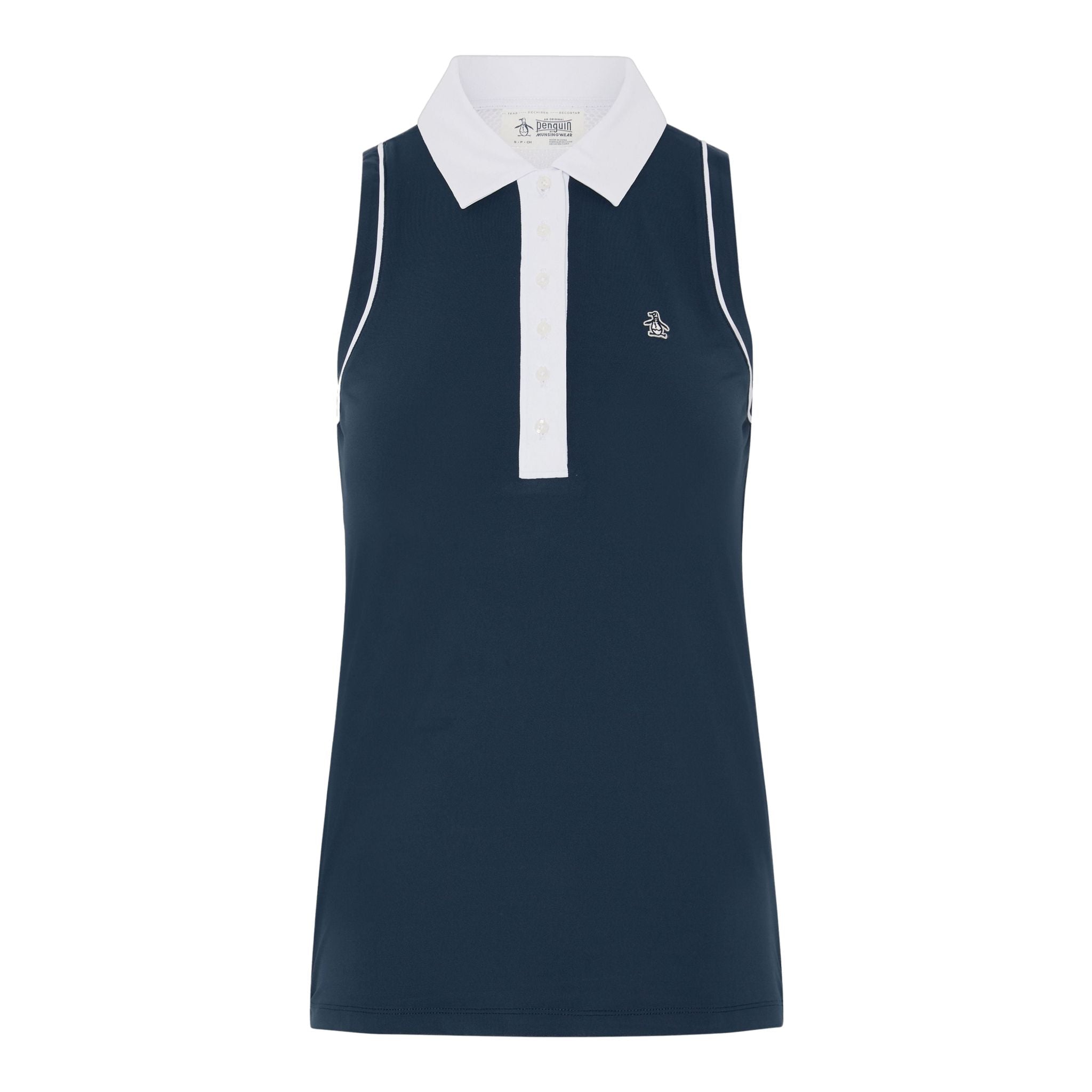 Polo Original Penguin sans manches à dos en maille et blocs de couleur pour femme